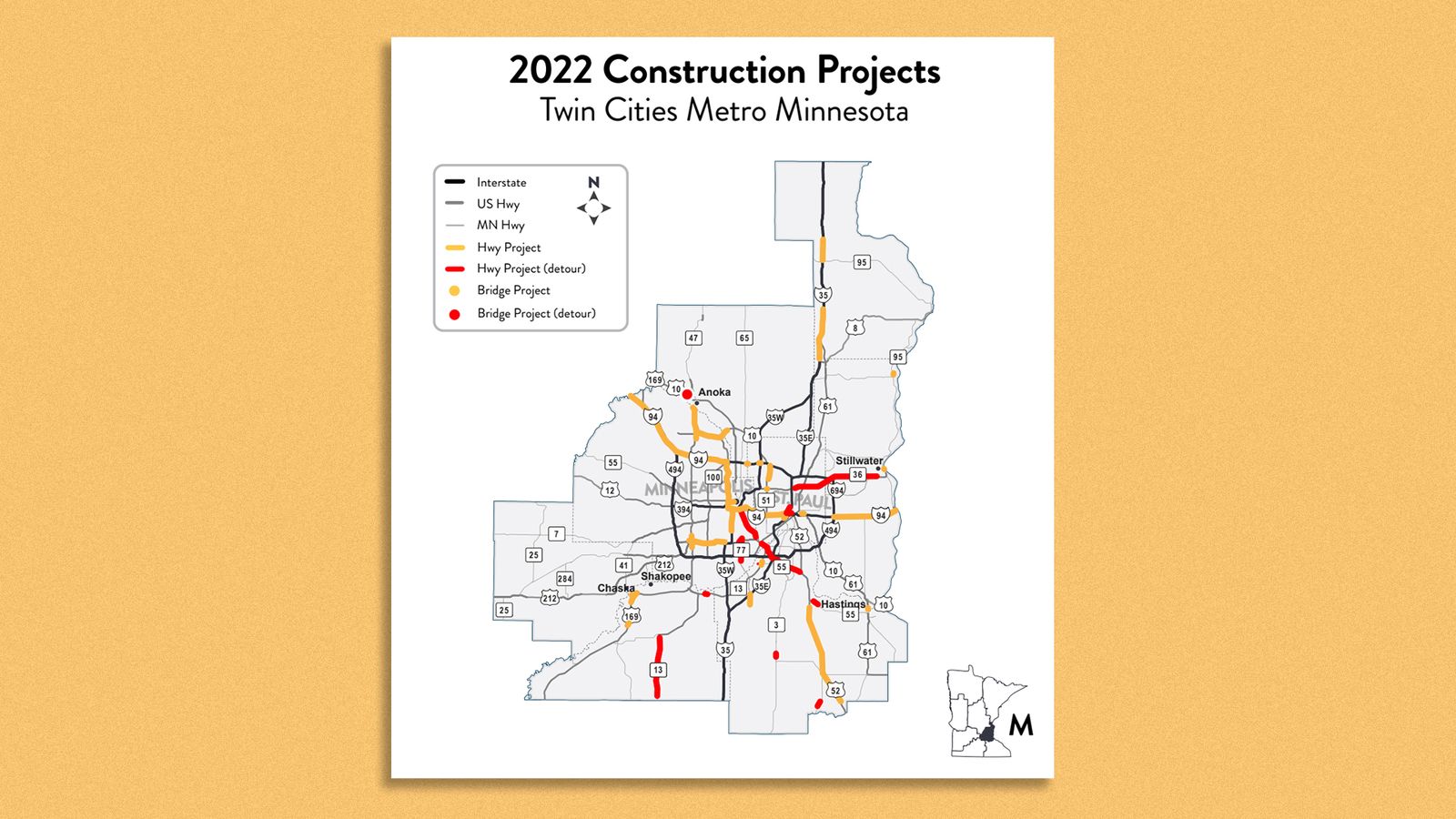 Minnesota road construction projects on tap for 2022 Axios Twin Cities