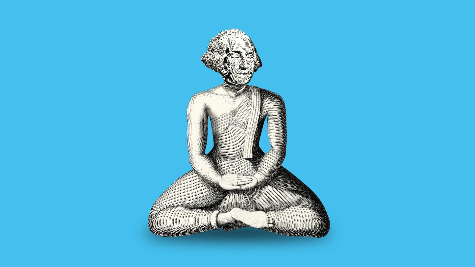 Illustration of George Washington meditating.  