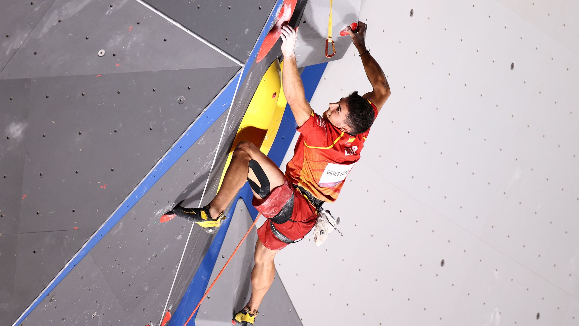 Alberto Gines Lopez of Team Spain during the Sport Climbing Men's Combined Final 