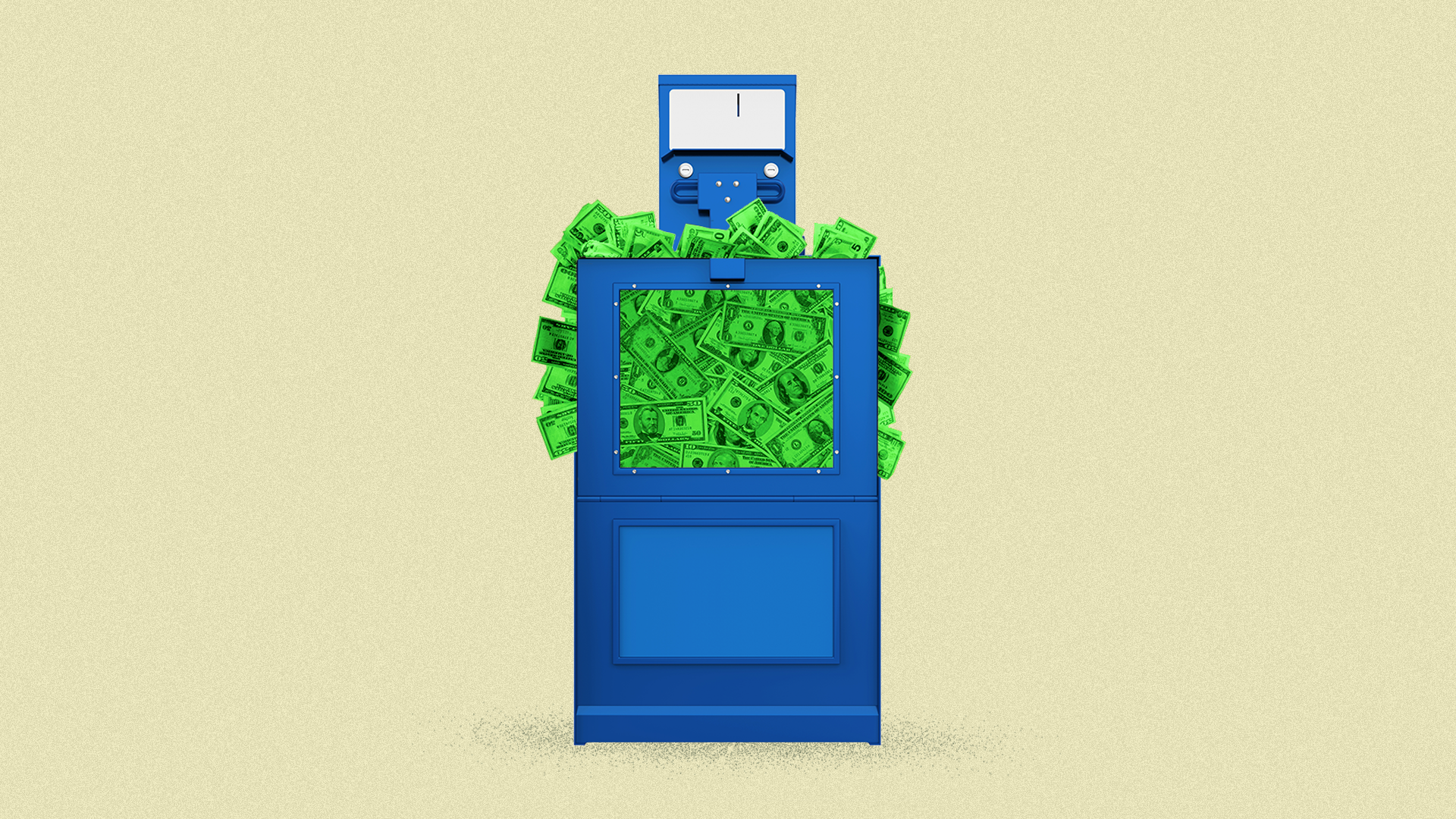 illustration of a news stand carrier filled with money