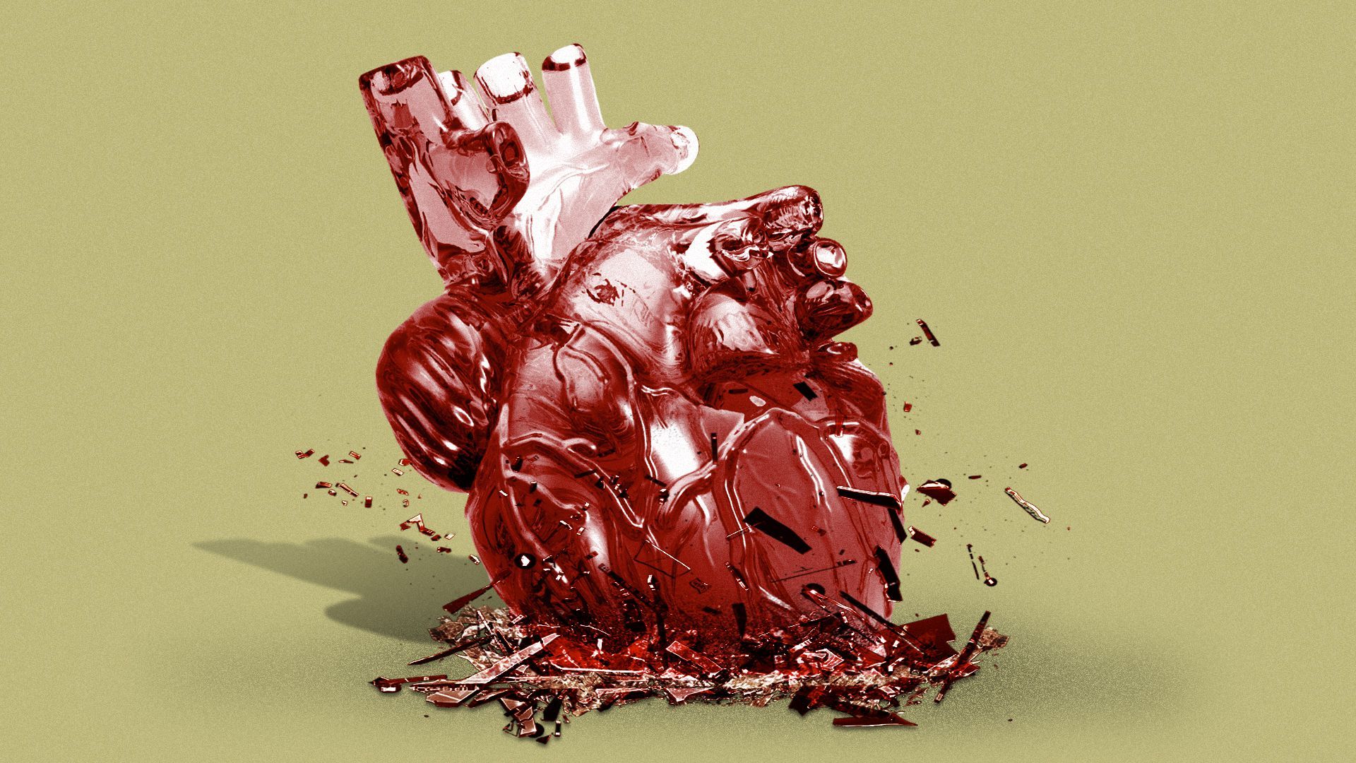 Illustration of a glass heart shattering.