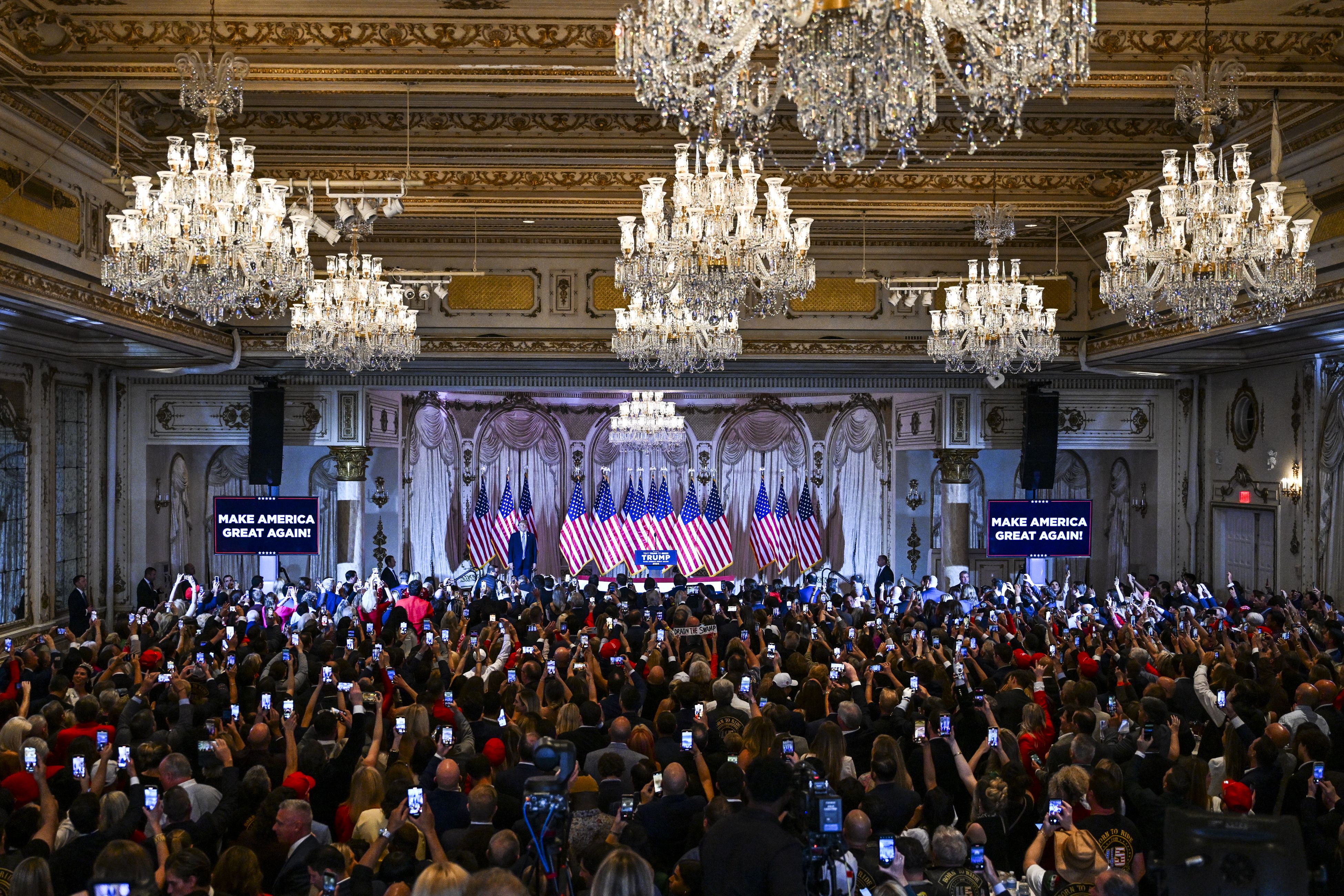  Donald Trump arrives to speak during a Super Tuesday election night watch party at Mar-a-Lago Club in Palm Beach