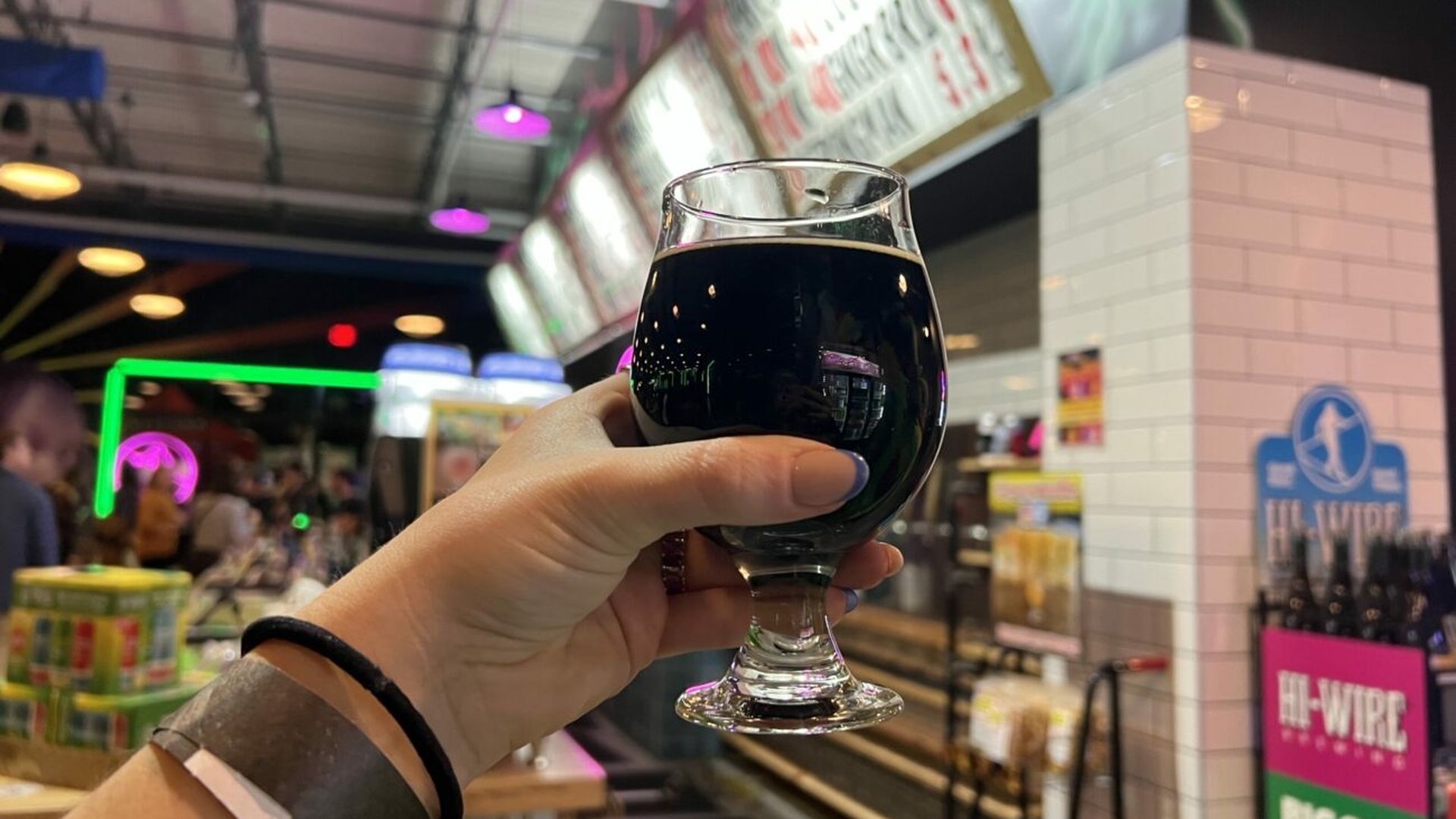 A draft beer at Hi-Wire