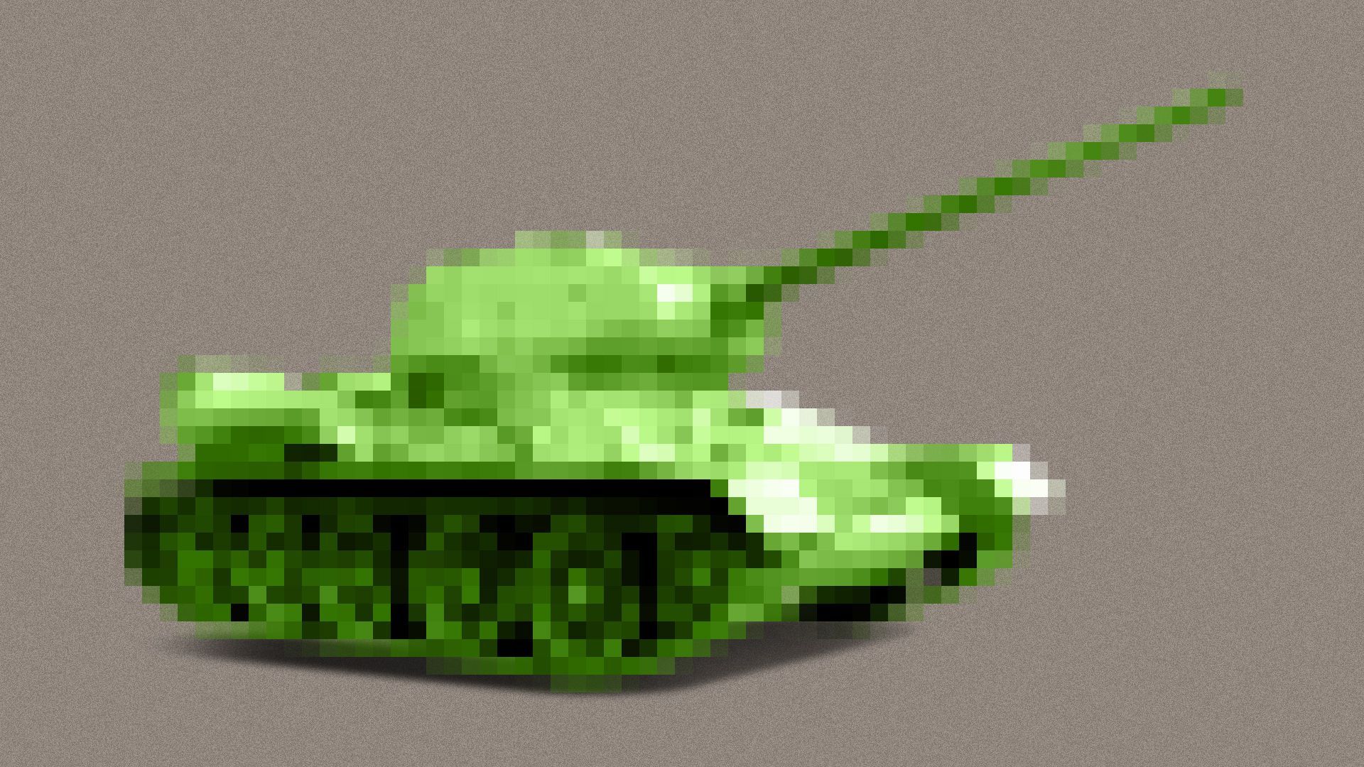 Illustration of a pixelated tank.