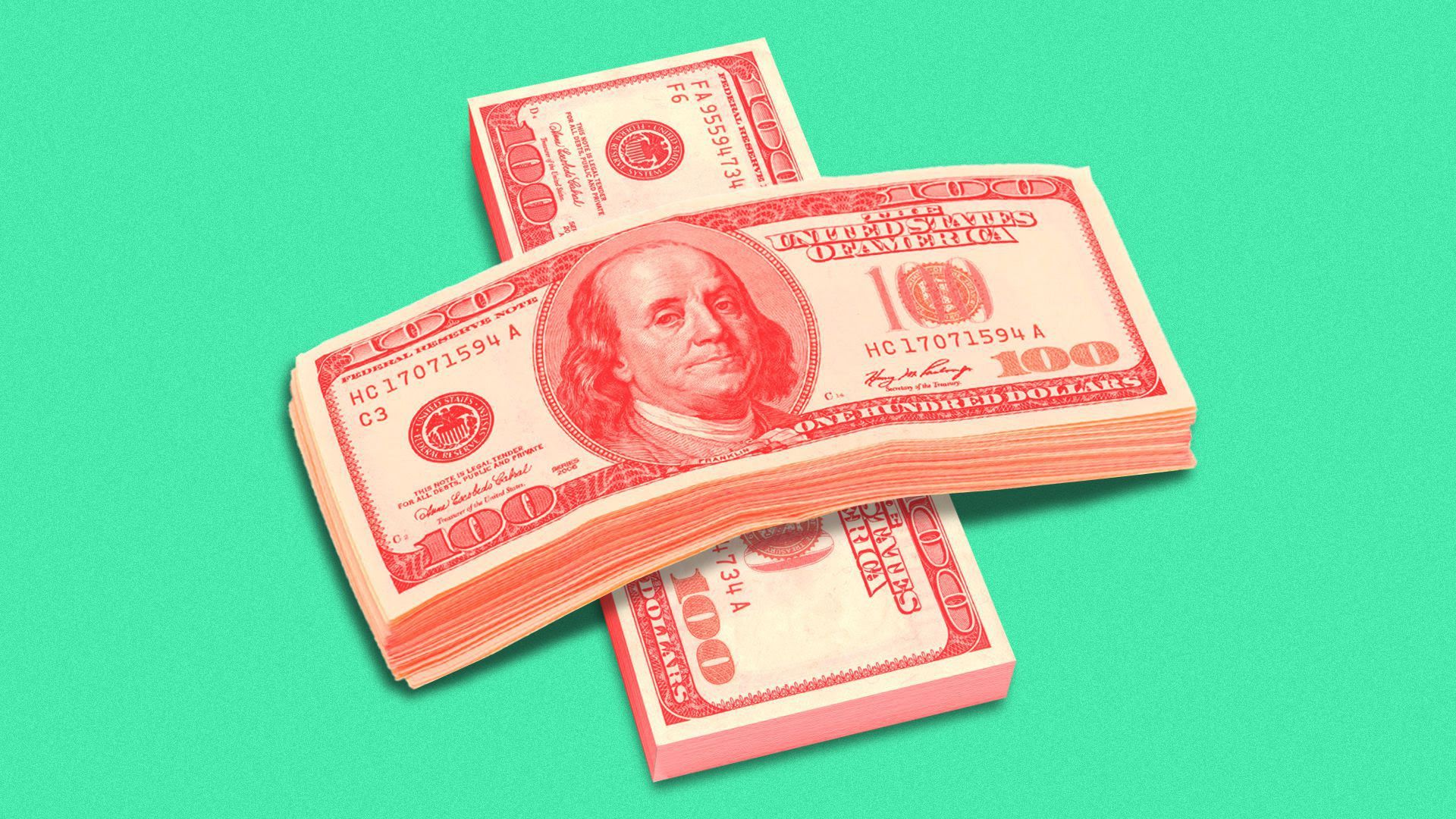 Illustration of $100 bills.