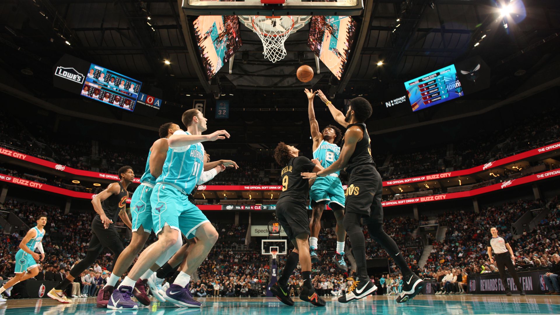  Collin Sexton #8 of the Charlotte Hornets drives to the basket during the game Cleveland Cavaliers on January 21, 2026 at Spectrum Center in Charlotte, North Carolina. NOTE TO USER: User expressly acknowledges and agrees that, by downloading and or using this photograph, User is consenting to the t