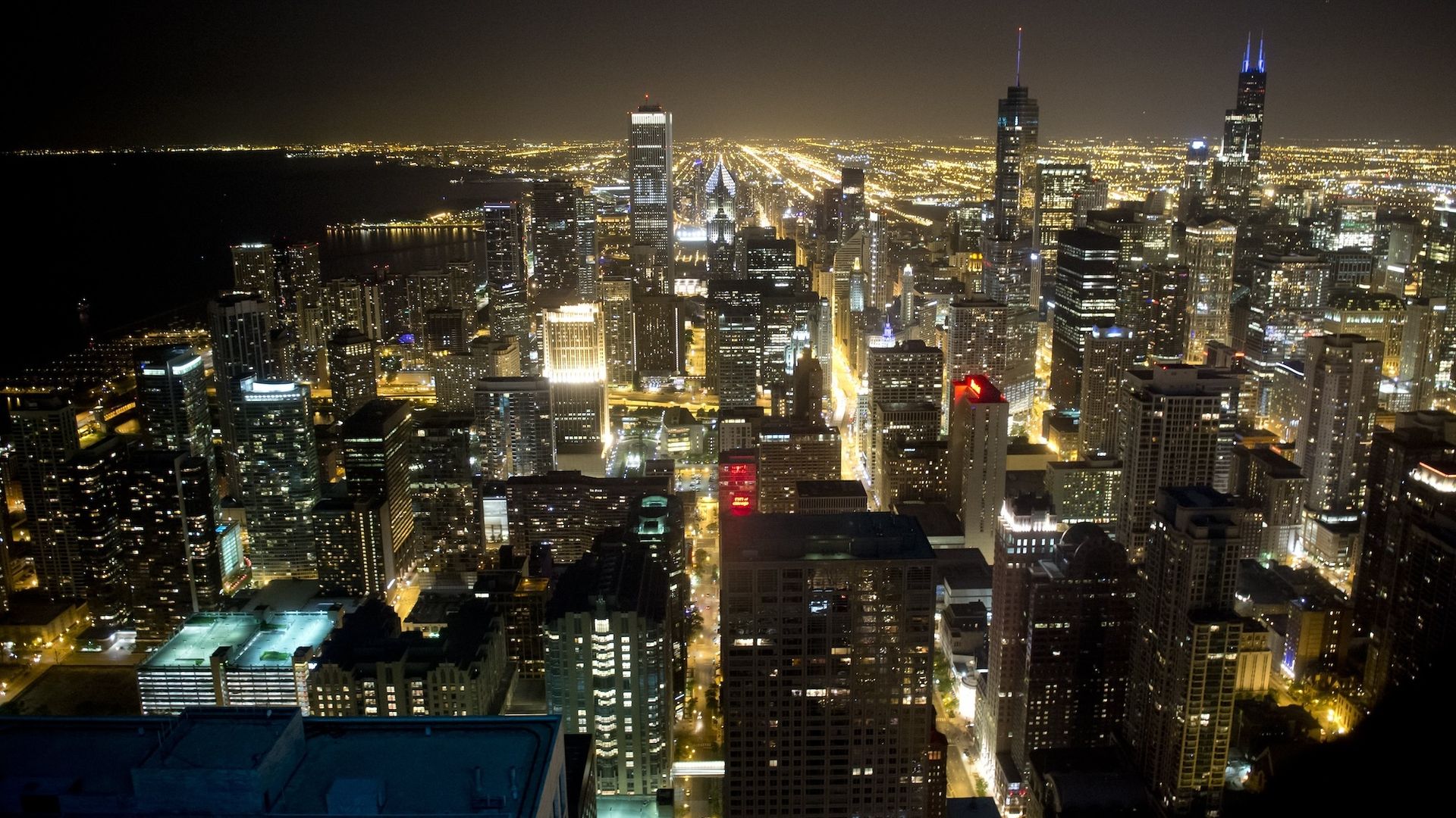 View from John Hancock building at night 
