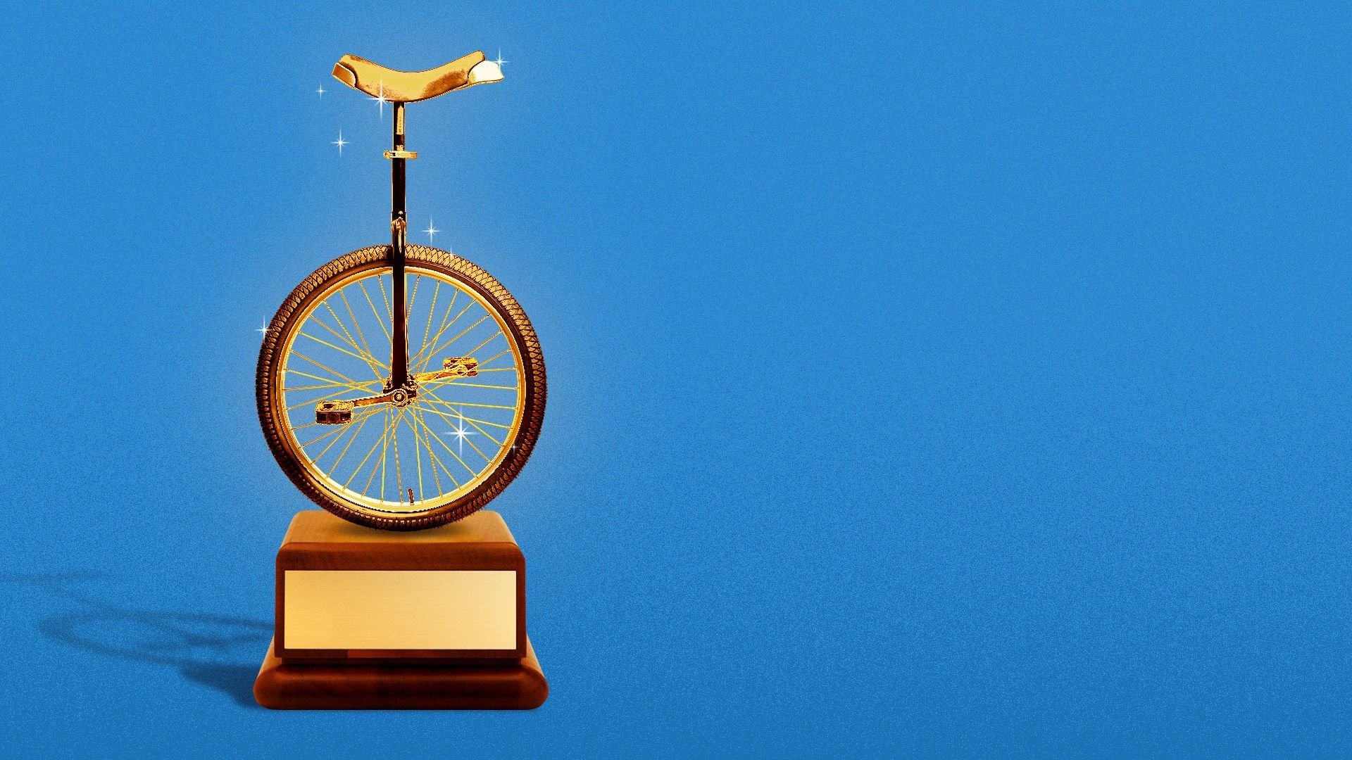 Illustration of a golden unicycle trophy.