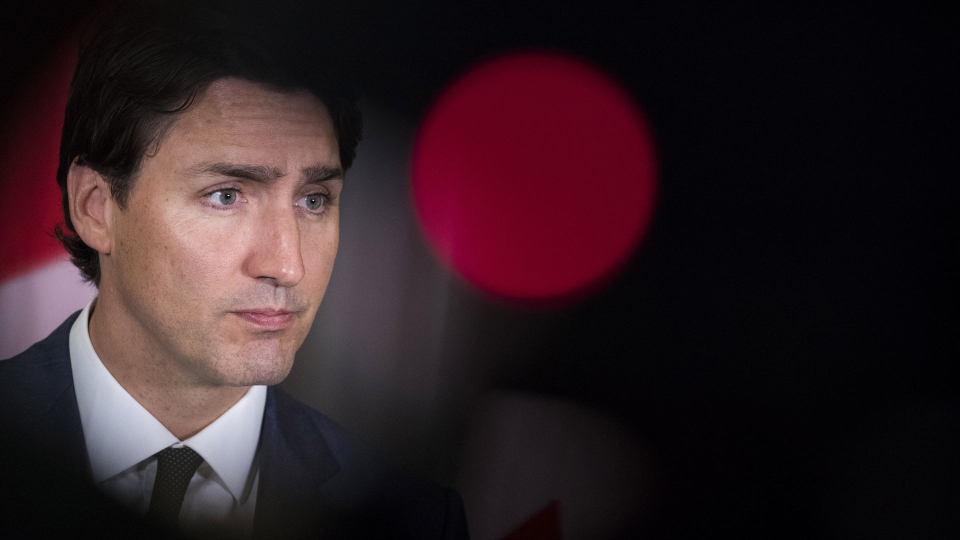 Justin Trudea speaking at a press conference