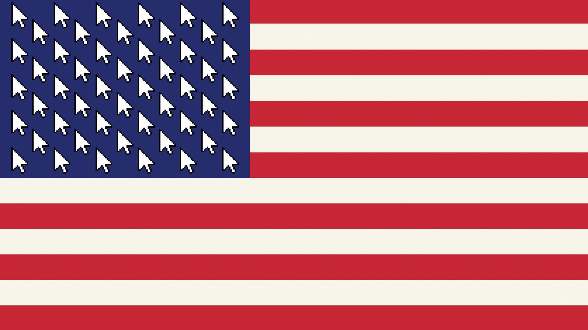Illustration of the American flag with the stars replaced with cursors.  