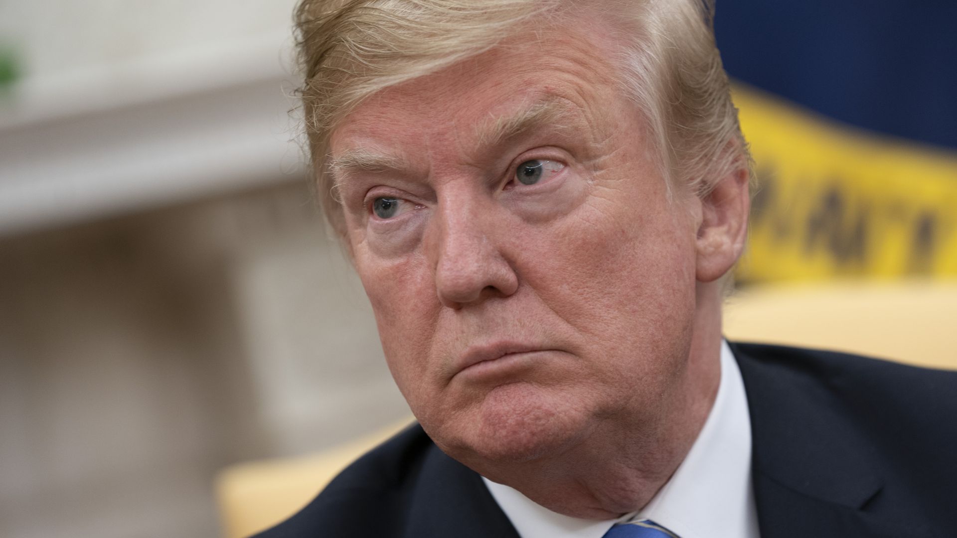 Donald Trump looks angry.