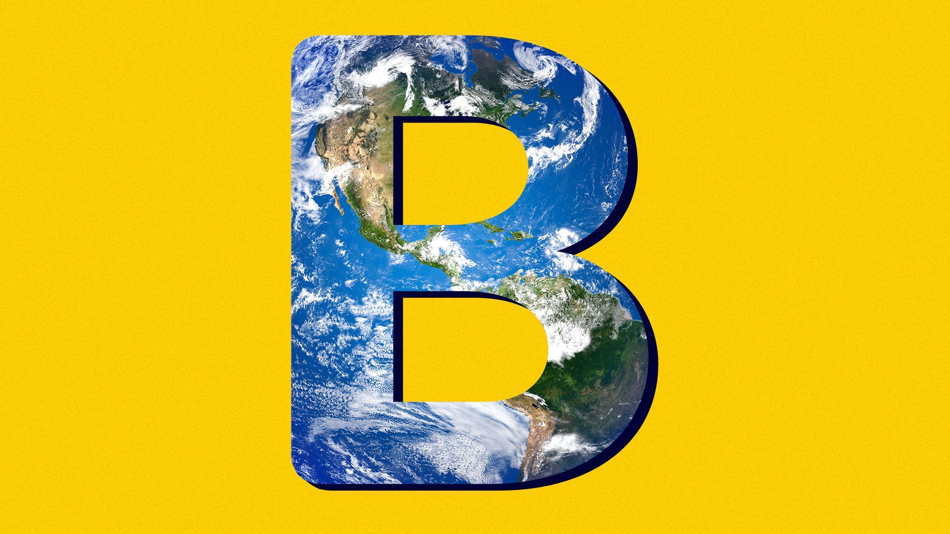 Illustration of the letter B covered in Earth texture