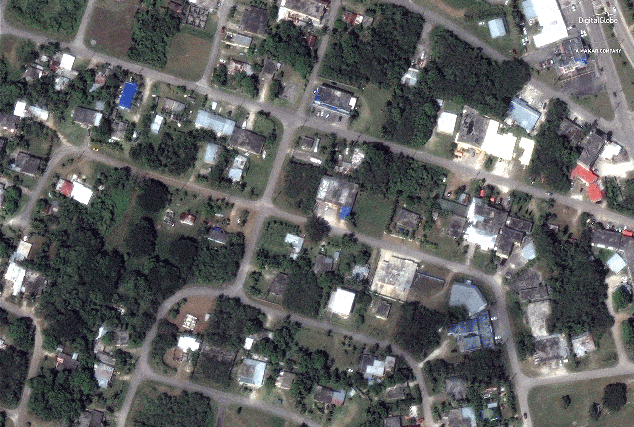 Damaged homes from Super Typhoon Yutu in the Northern Mariana Islands.