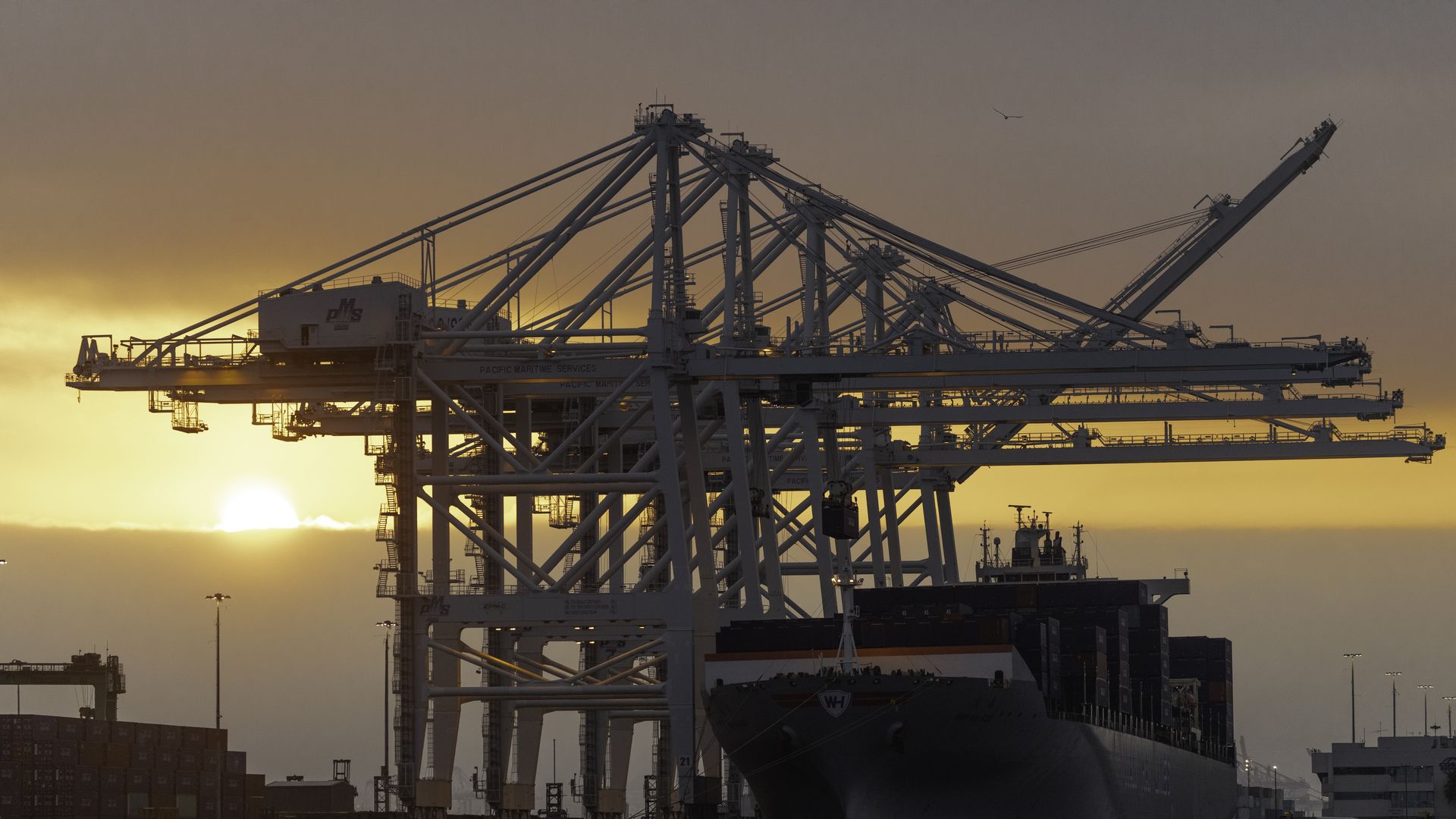 Ship at Port of Long Beach