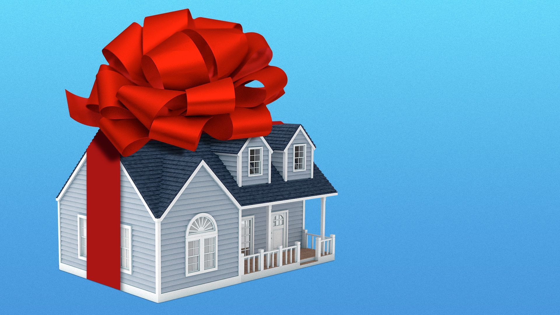 Illustration of a house wrapped with a bow.