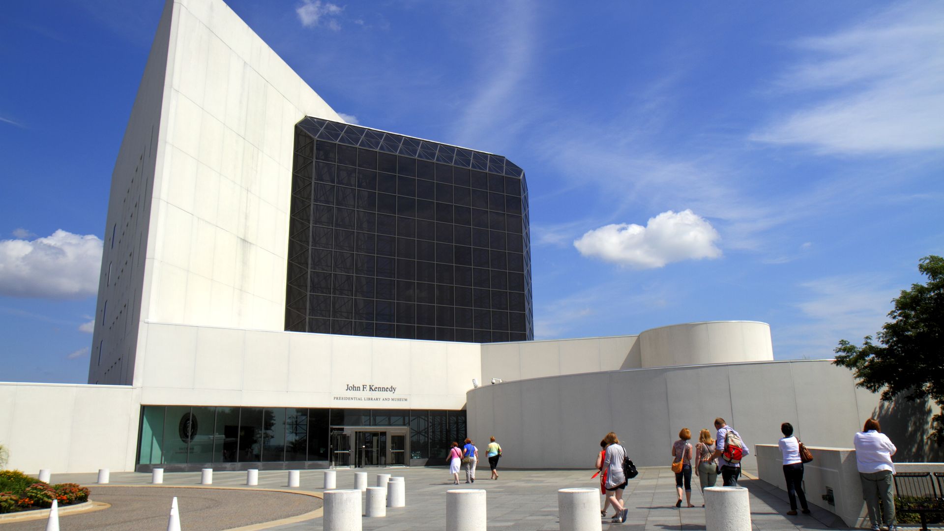 John F. Kennedy Presidential Library & and Museum, front entrance.