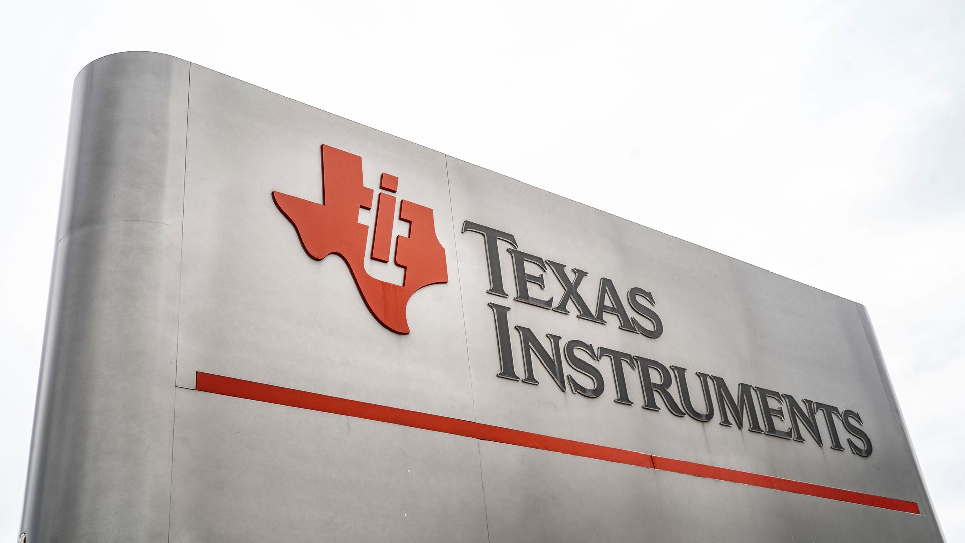 A photo of the outdoor sign at the Texas Instruments headquarters in Dallas.