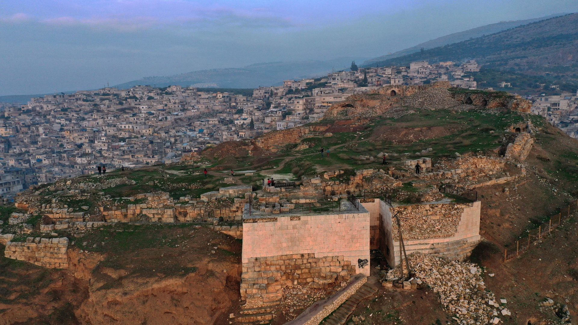 A  of the citadel of Harem, perched on a hill on the border with Turkeyin Syria's northwestern Idlib province, on December 23, 2020. 
