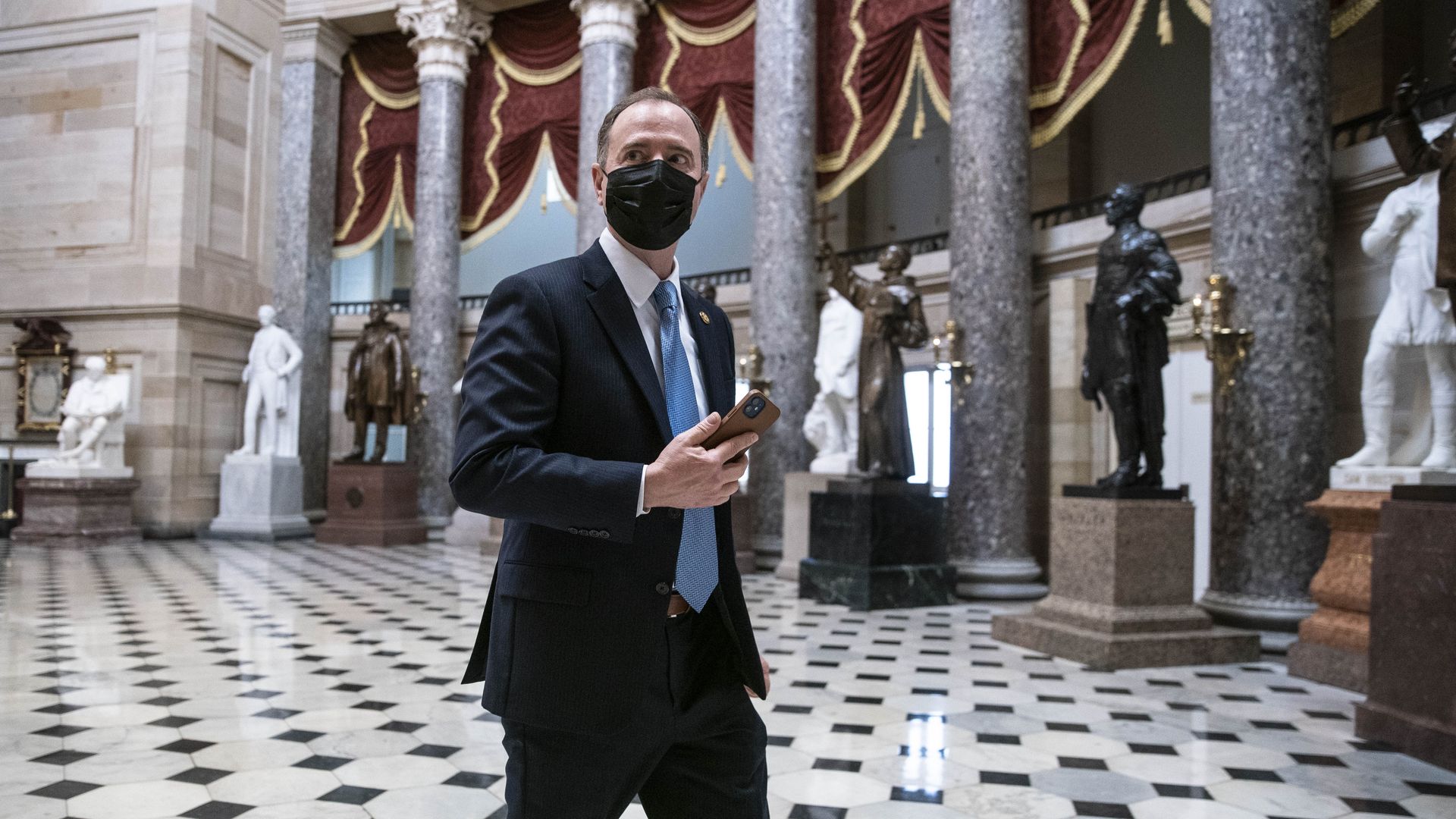Rep. Adam Schiff is seen walking through Statuary Hall in the U.S. Capitol.
