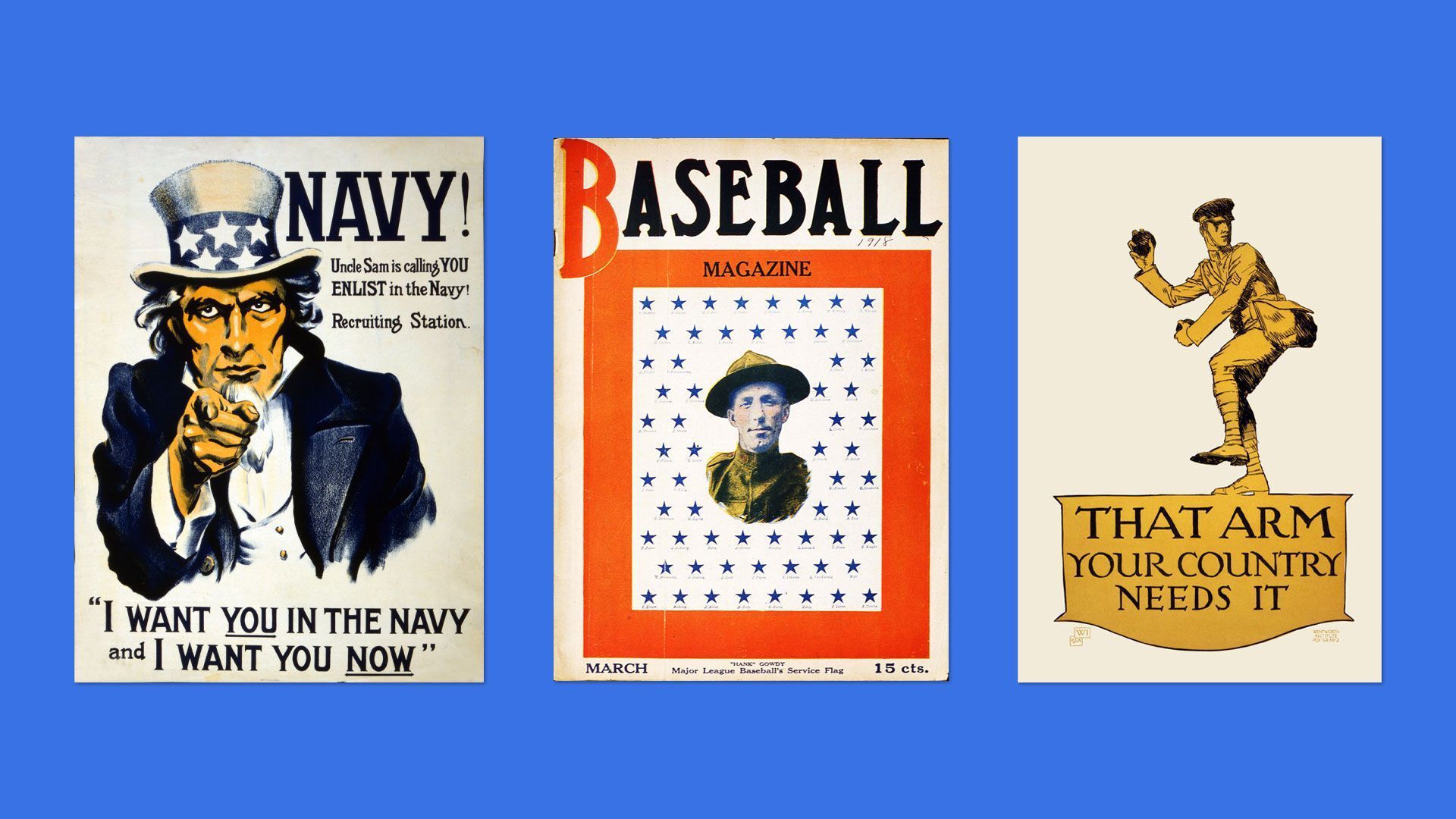 Illustration of WWI-era baseball posters