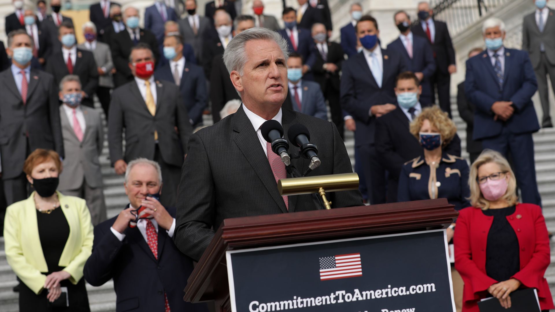 Kevin McCarthy introducing "Commitment to America" agenda in 2020.