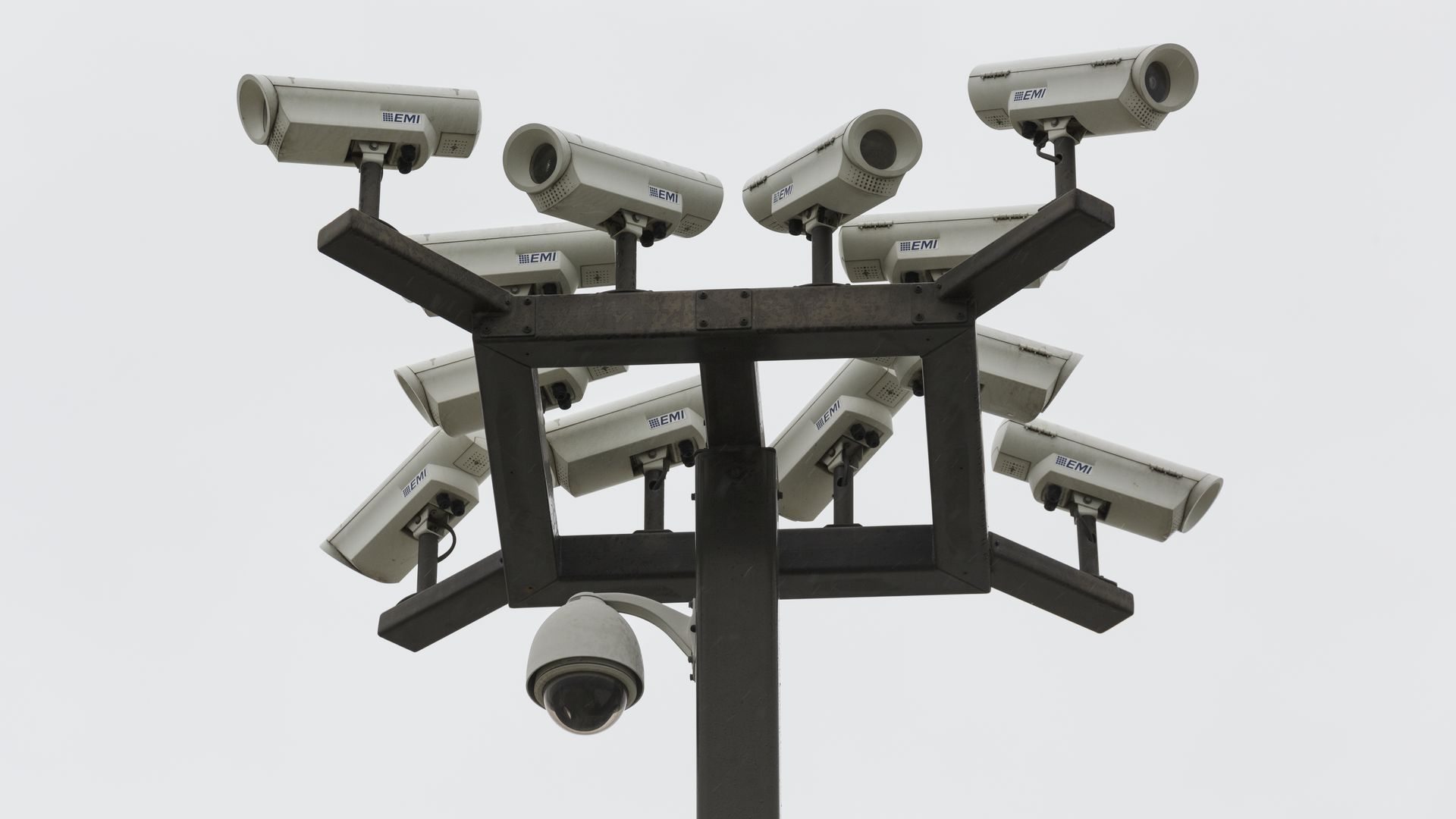 A tower of security cameras at a California self-storage facility.