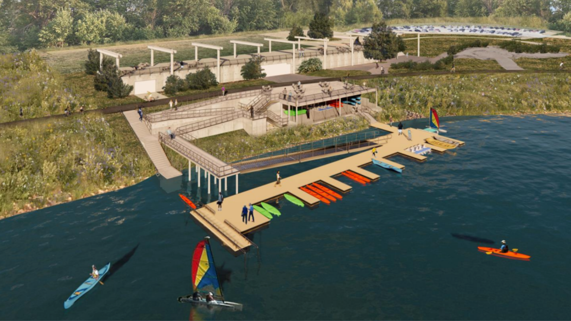 A rendering of the Gray's Lake Marina.