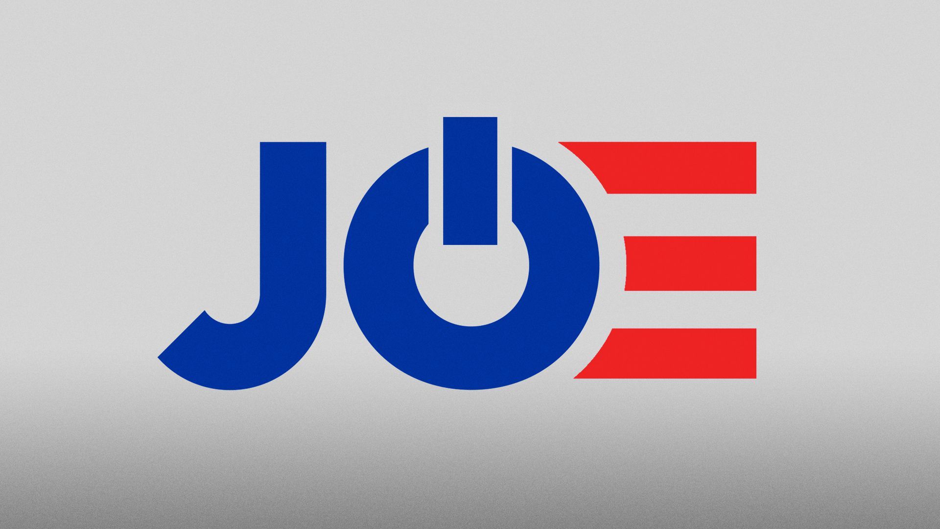 Illustration of the "JOE" Joe Biden logo with the 'O' as a reset button. 