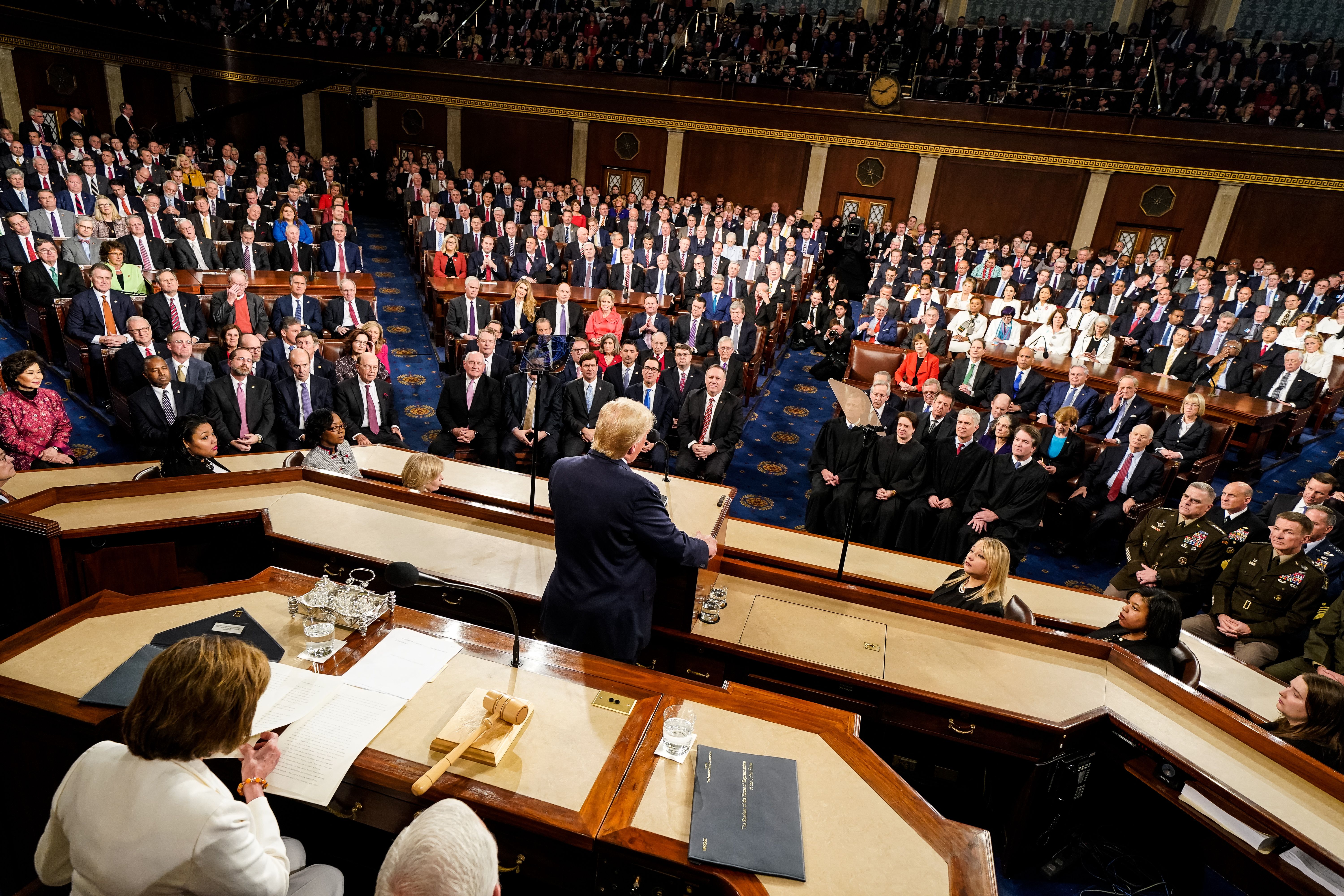 President Donald Trump during his State of the Union Address in the House Chamber of the Capitol