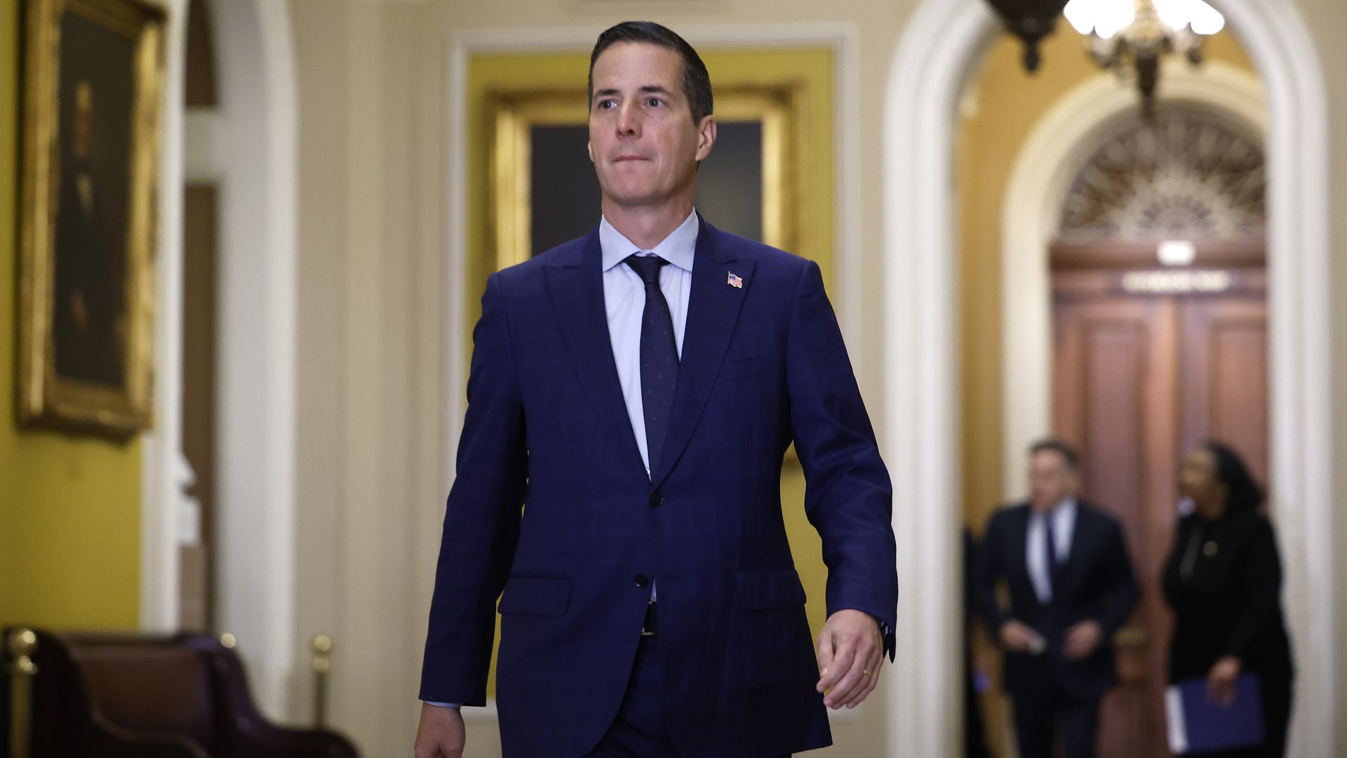 U.S. Senator-elect Bernie Moreno (R-OH) arrives for the Senate Republican leadership elections at the U.S. Capitol on November 13, 2024 in Washington, DC.
