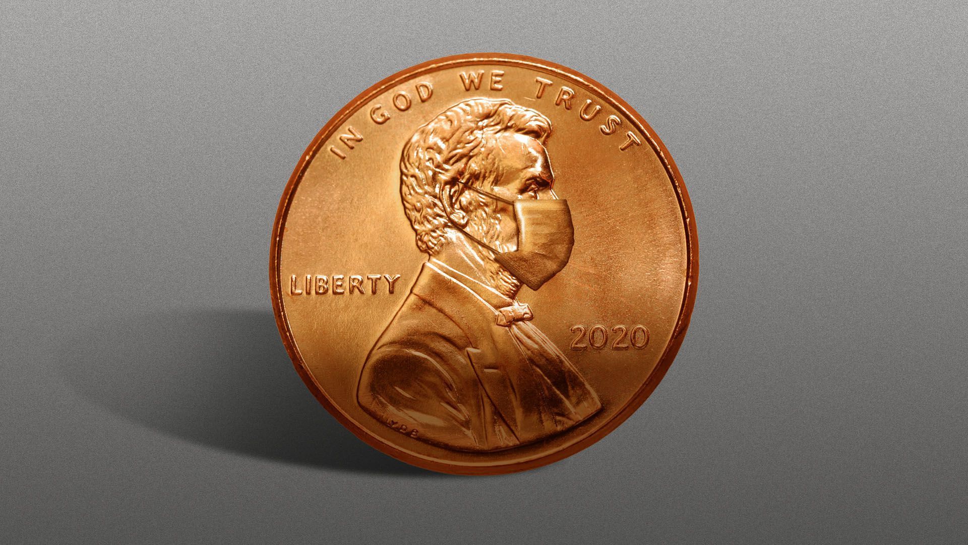 Penny that shows Lincoln with a face mask