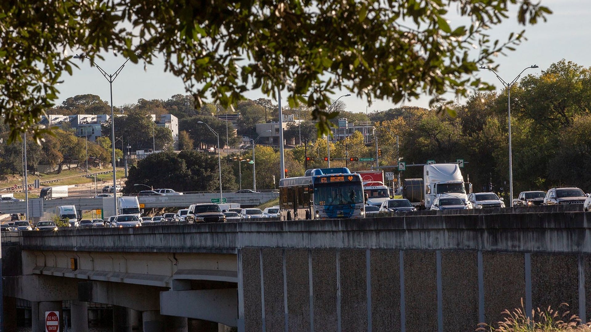 Traffic on I-35 in downtown Austin.