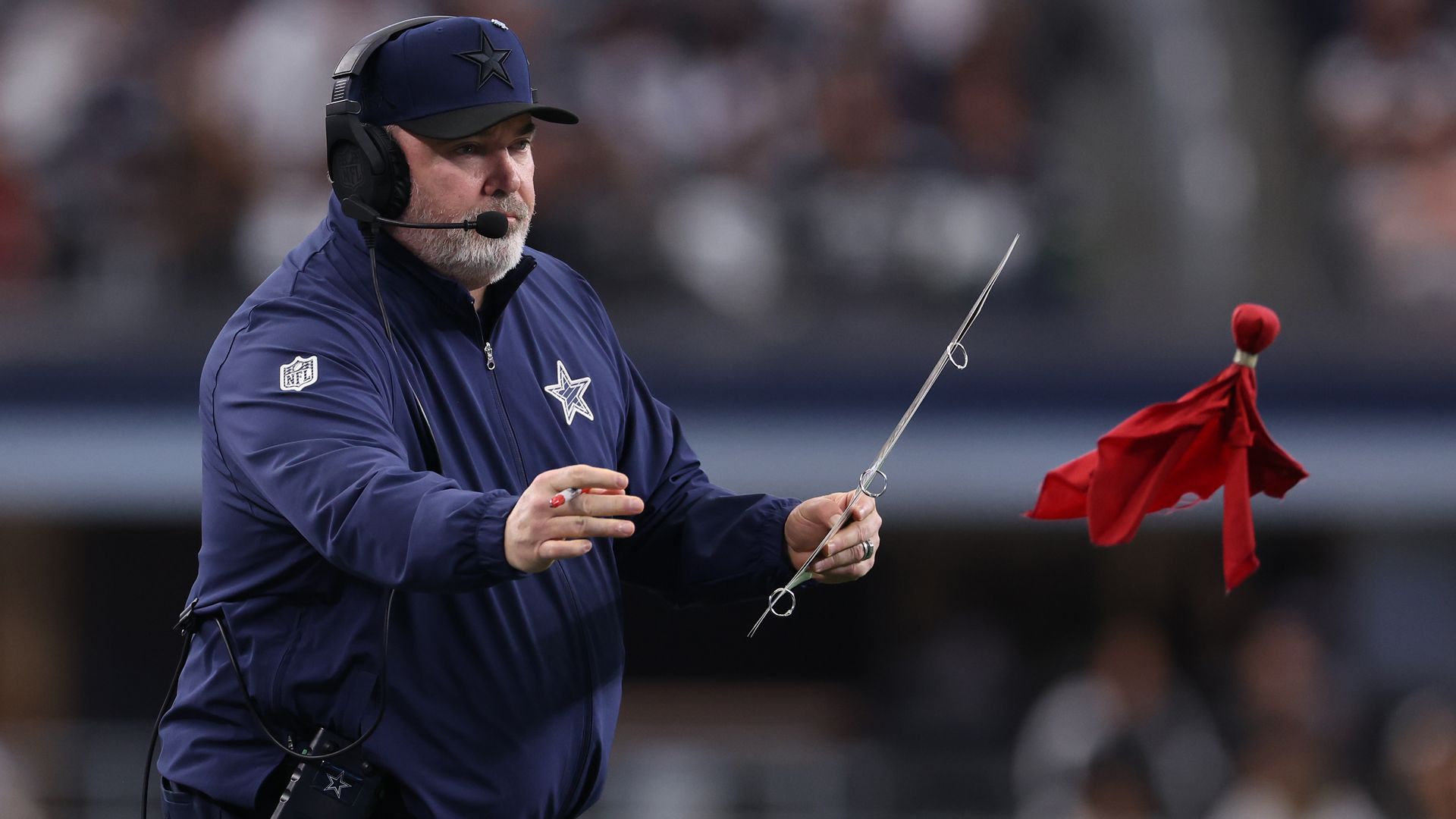 Dallas Cowboys head coach Mike McCarthy threw a flag 