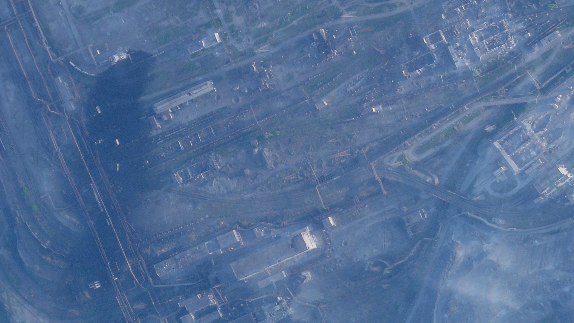 Satellite imagery shows damage at the Azovstal steelworks in Mariupol, Ukraine, on May 4. 
