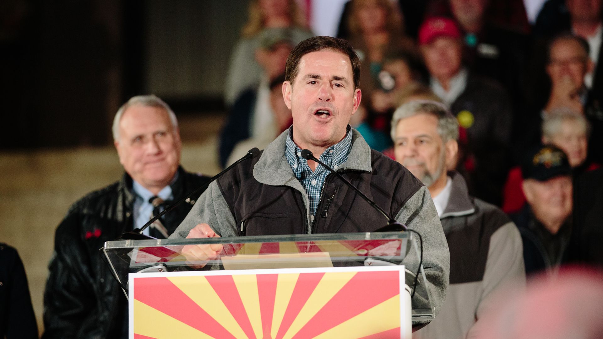 Arizona Gov. Doug Ducey speaking in Prescott in November 2018. 