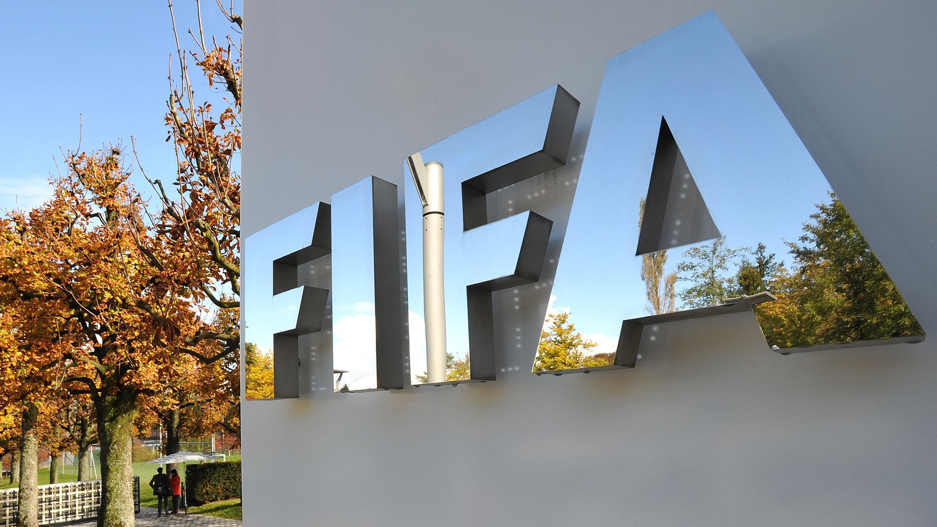 A picture of the FIFA logo on a wall