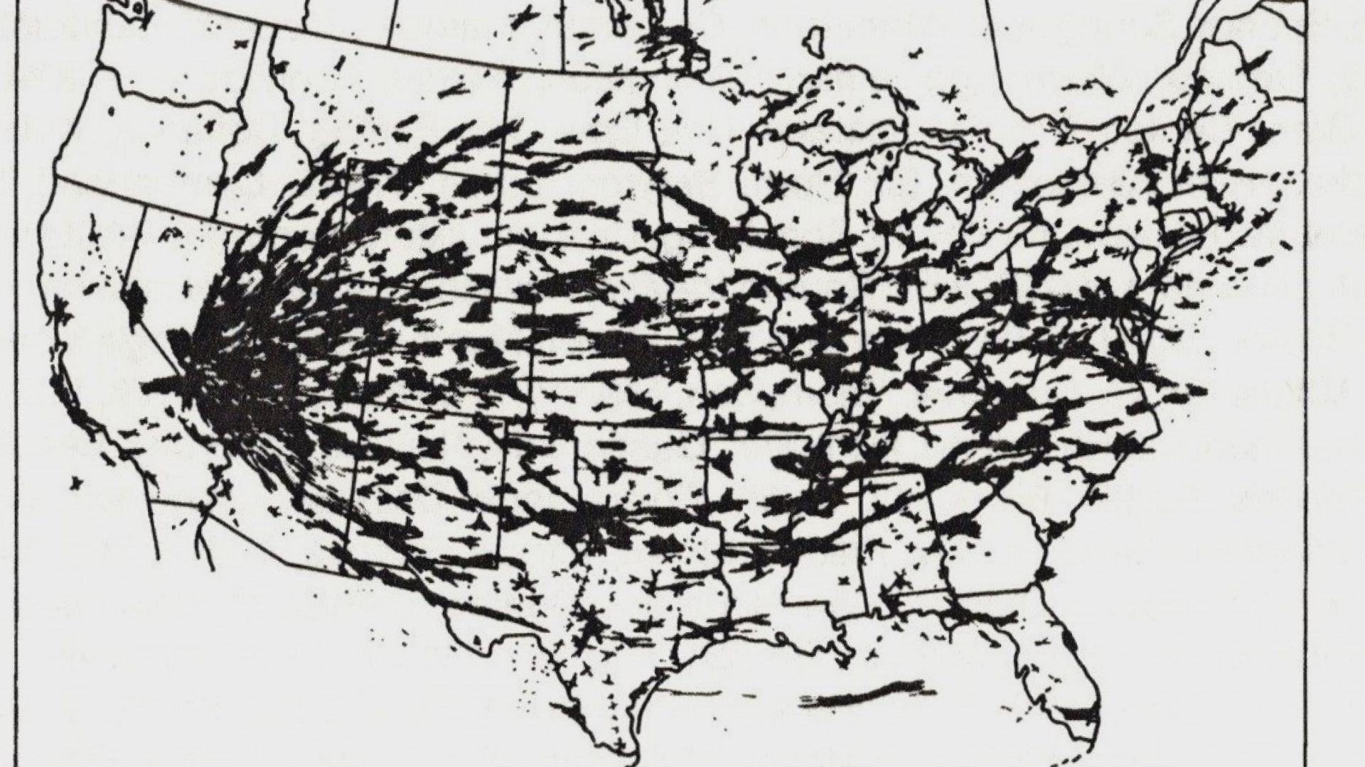 Areas of the U.S. where nuclear fallout has been found, most of it resulting from the above-ground testing of the atomic bomb in the 1940s and 1950s.