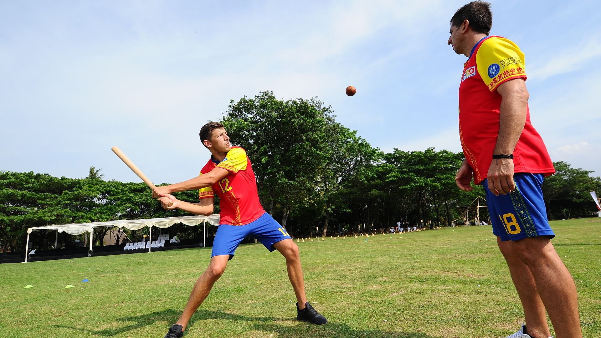 Players playing Oina