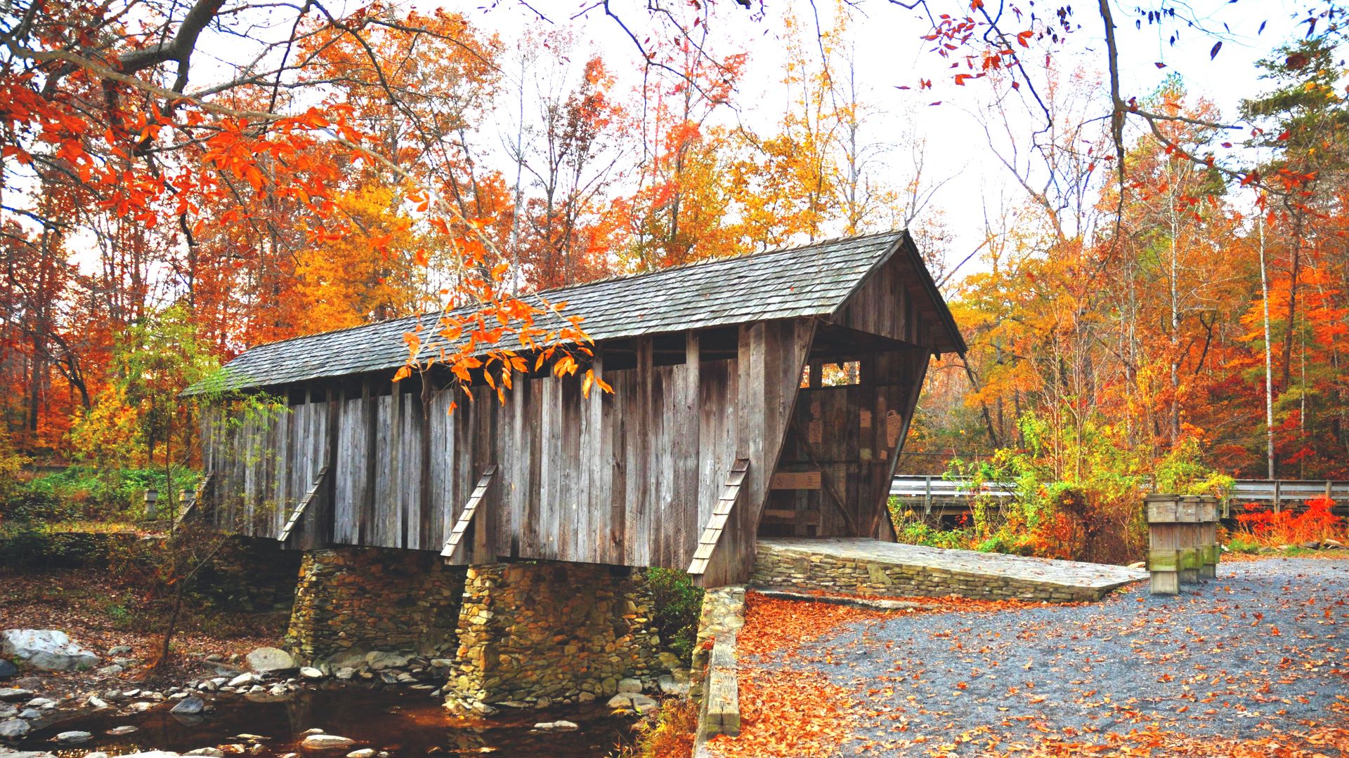 Pisgah Covered Bridge-Asheboro-fall-credit HeartofNorthCarolina.com