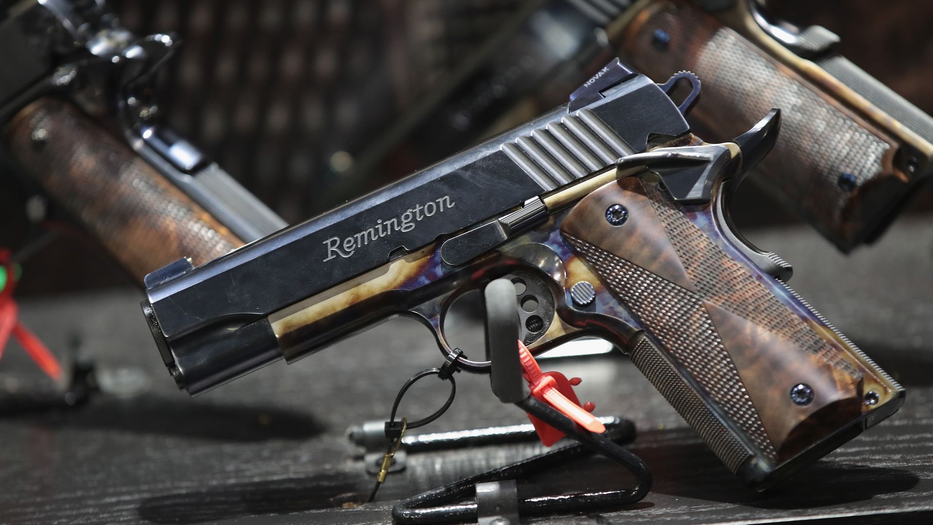 Custom Remington gun at NRA convention.