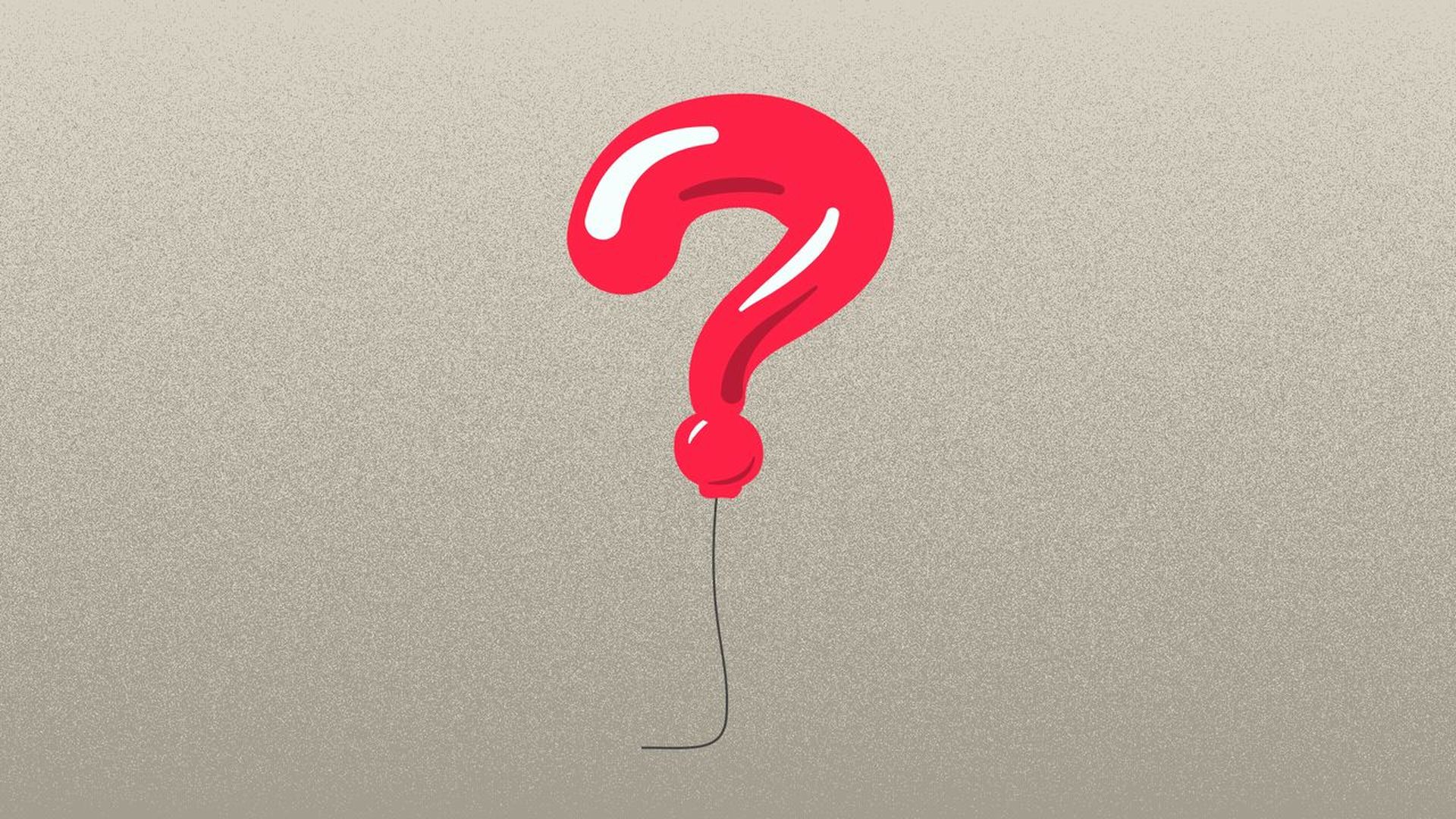 Illustration of a balloon in the shape of a question mark. 