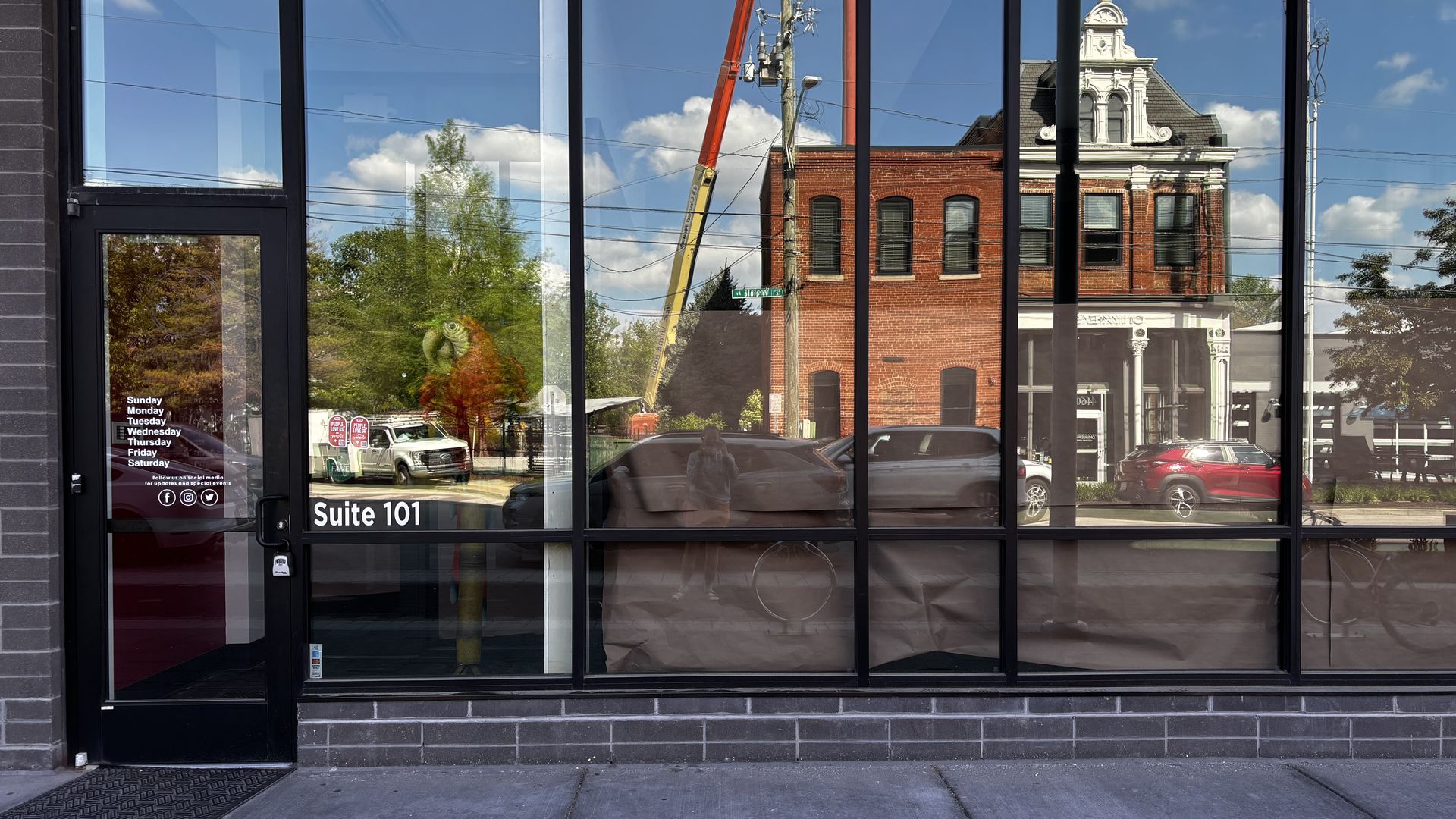 An empty building front