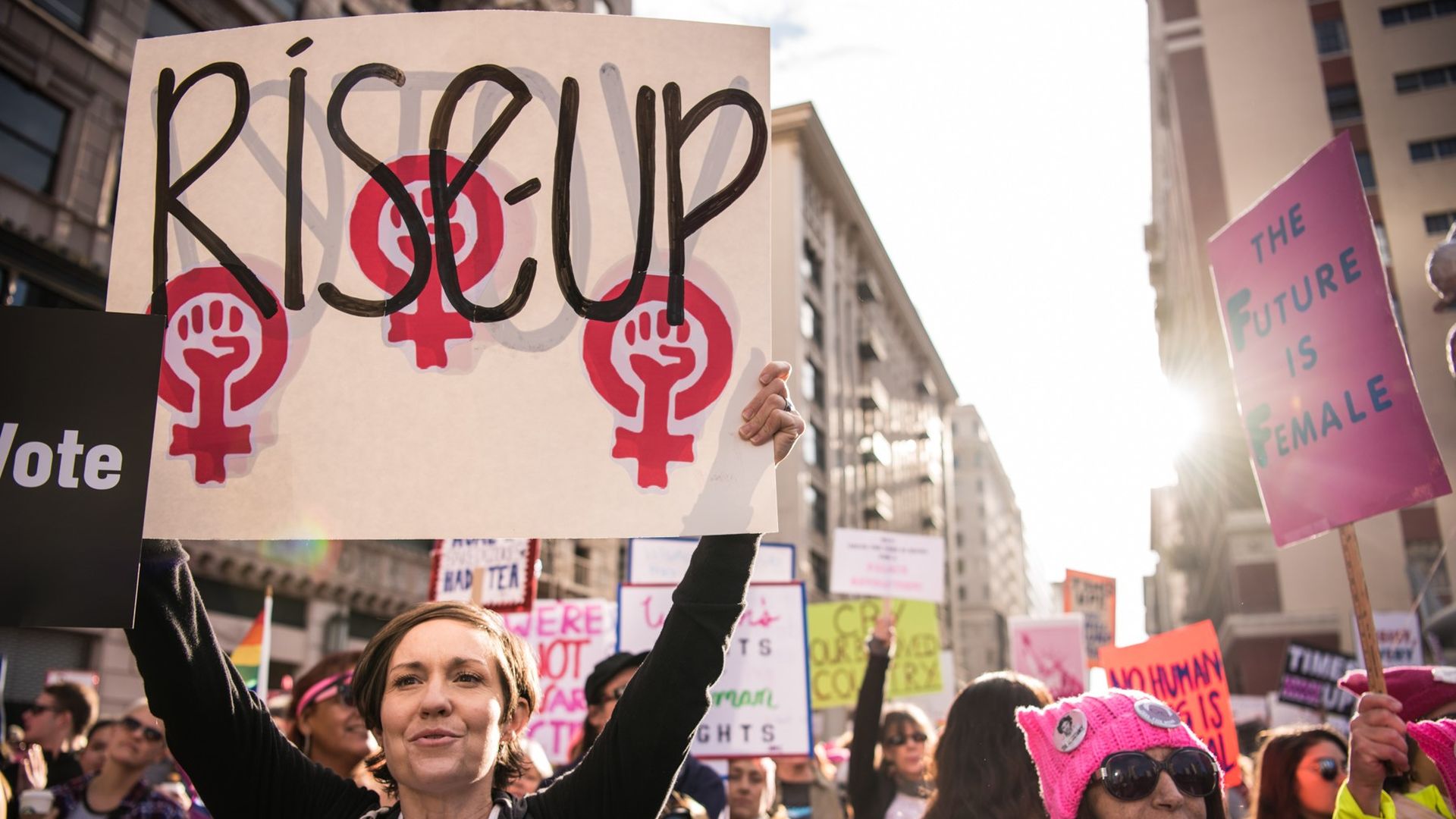 Women march.