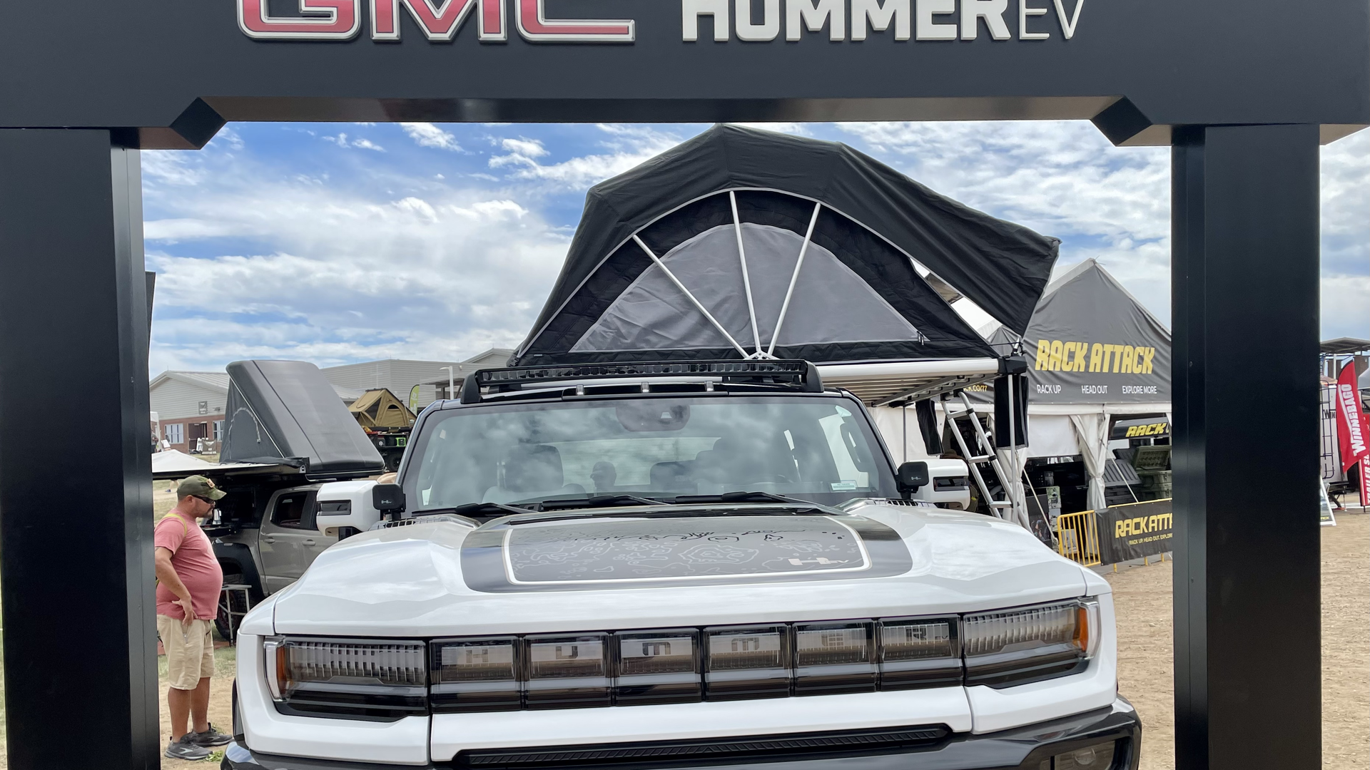 The GMC Hummer EV Pickup at the Overland Expo Mountain West in Loveland. Photo: John Frank/Axios