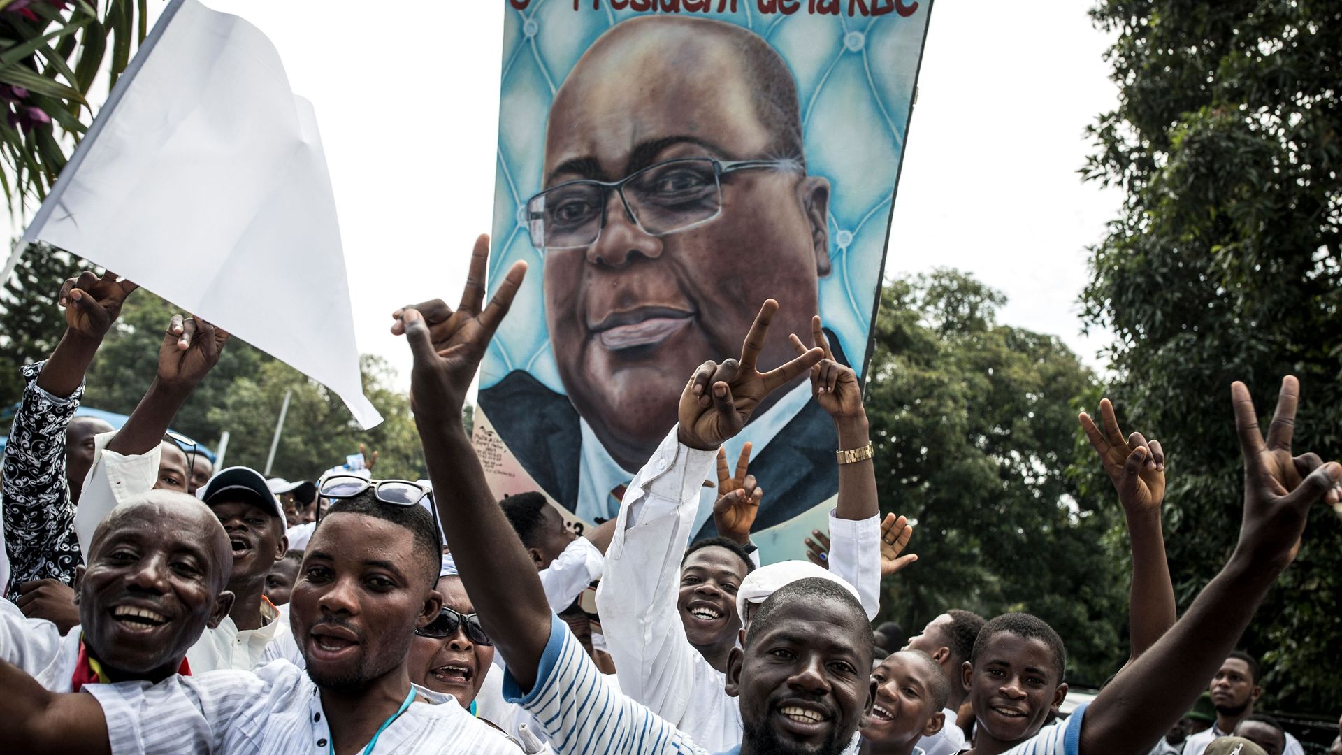 Supporters of new elected President of the Democratic Republic of Congo Felix Tshisekedi during his inauguration ceremony  on in Kinshasa. 