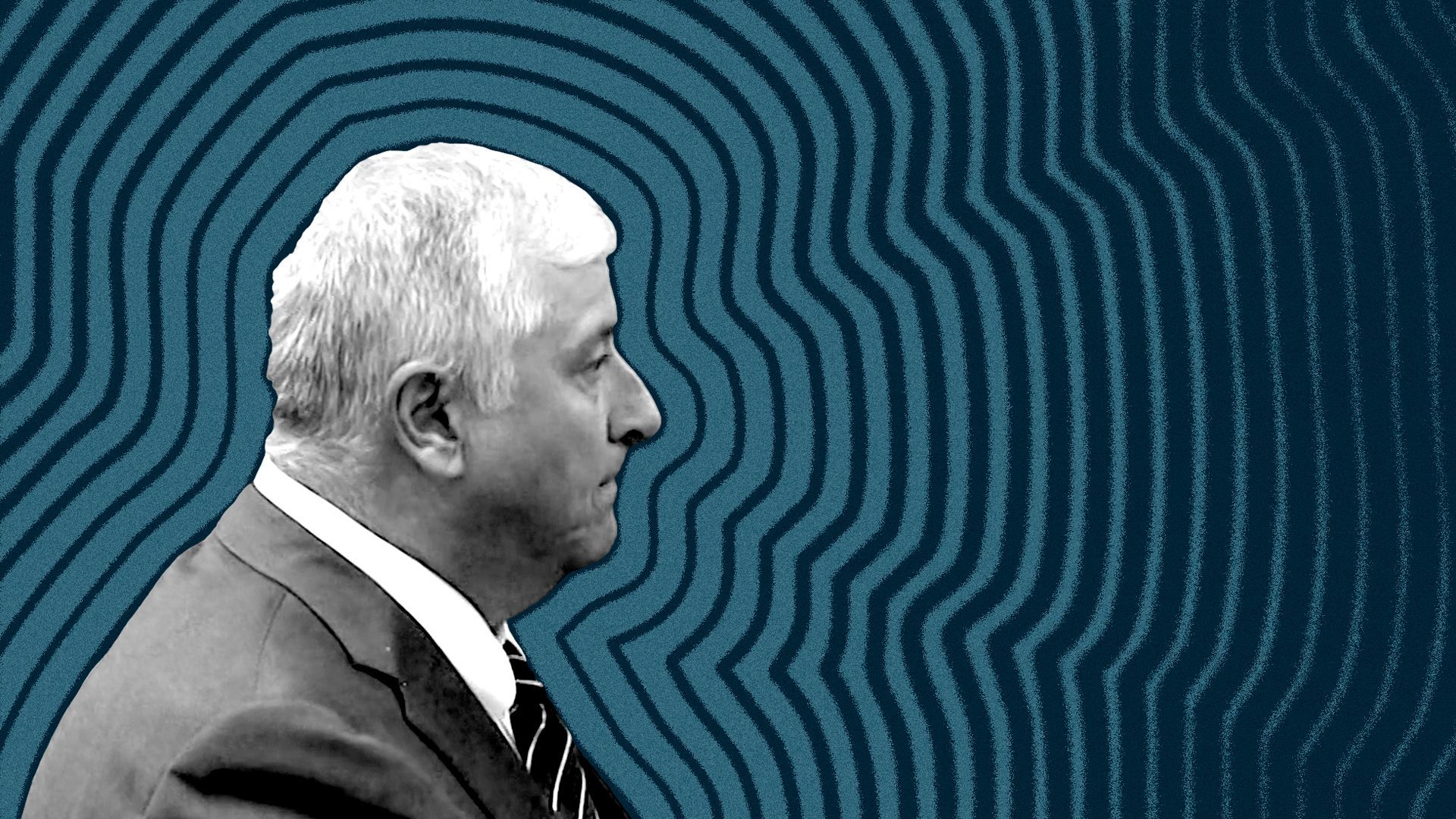Photo illustration of Larry Householder with lines emanating from him.