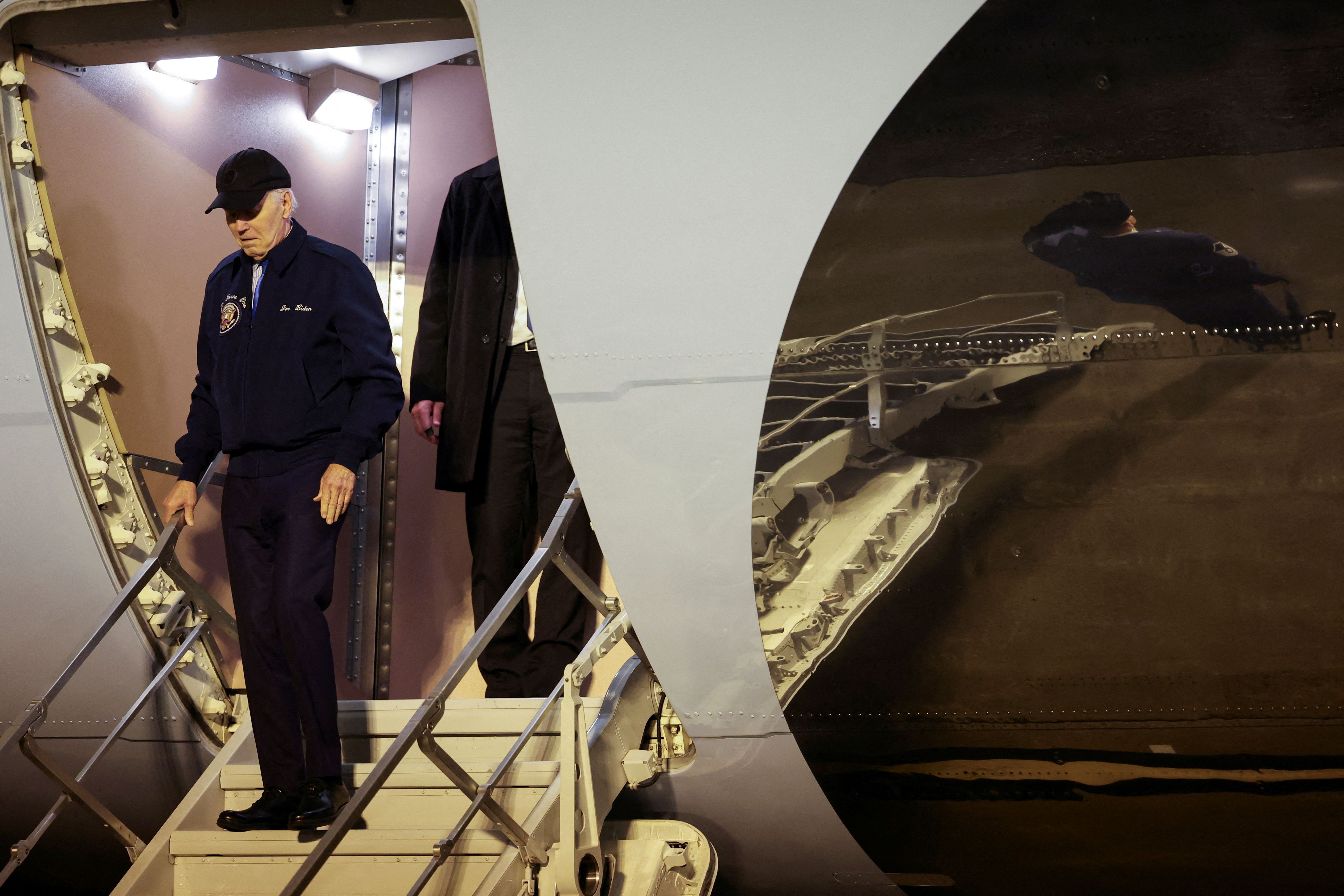 President Biden exits Air Force One at Dover Air Force Base, Del.