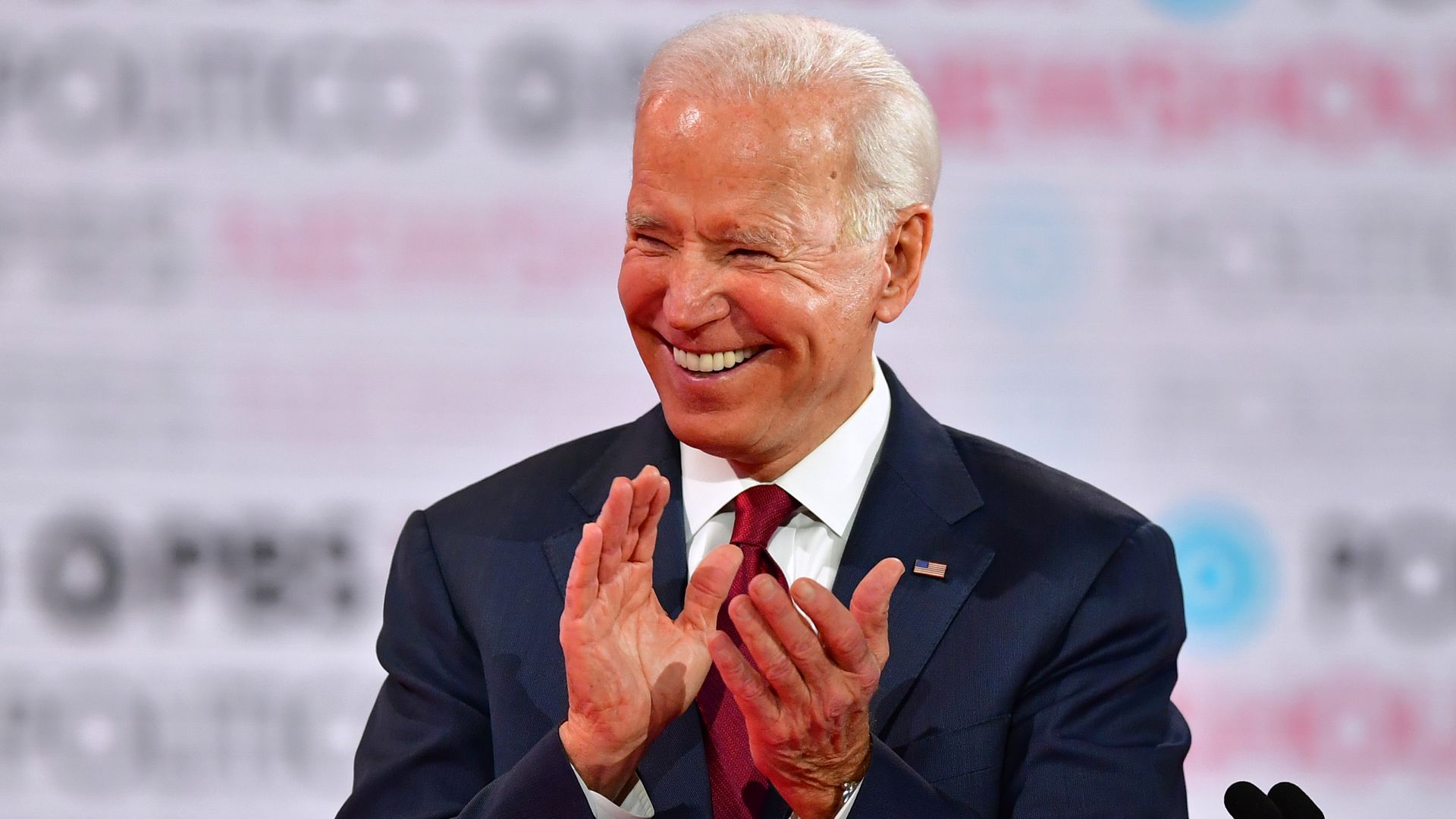 Vice President Joe Biden at the Democratic primary debate at Loyola Marymount University in Los Angeles, California on December 19