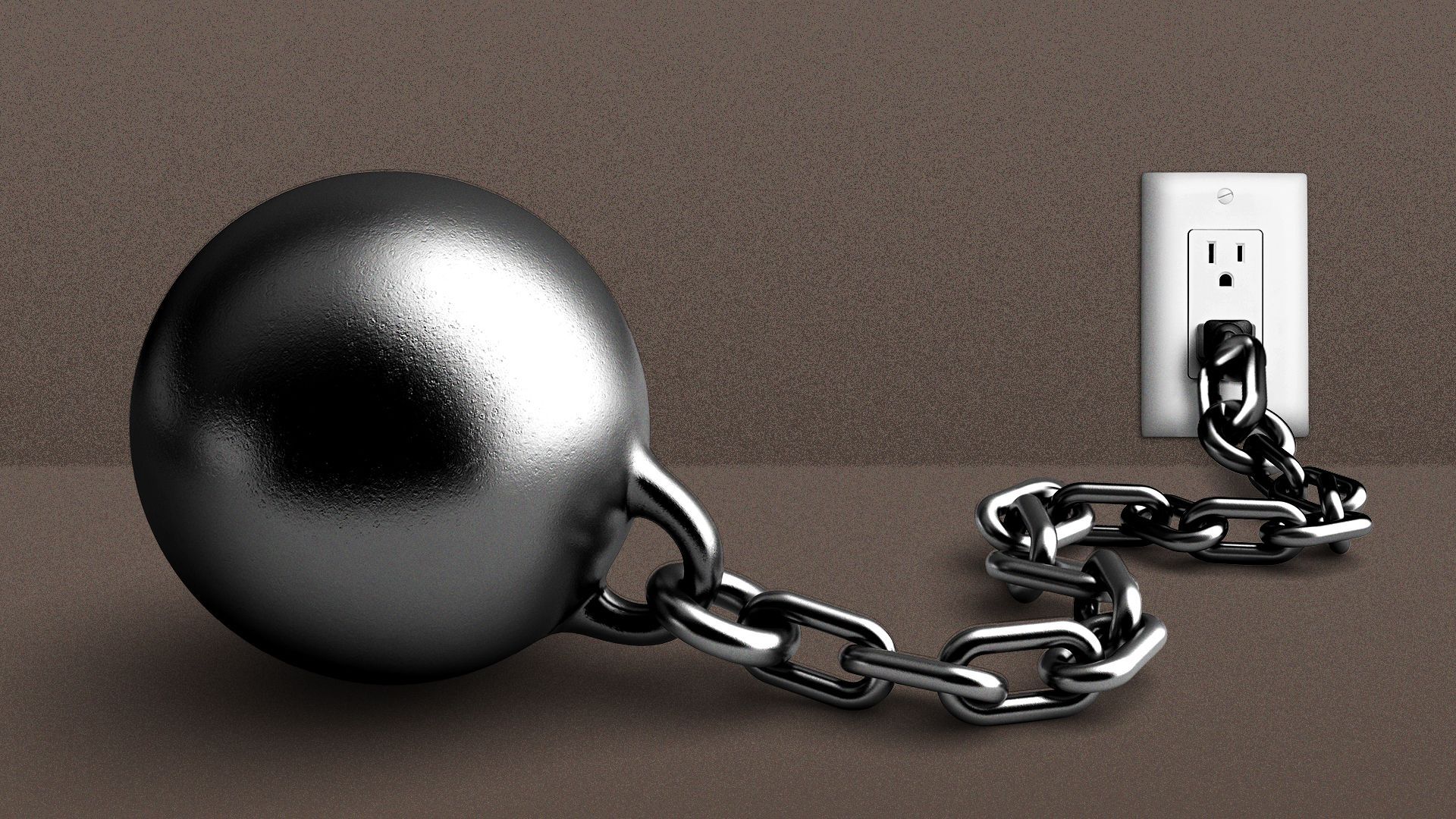 Illustration of a ball and chain plugged into an outlet.