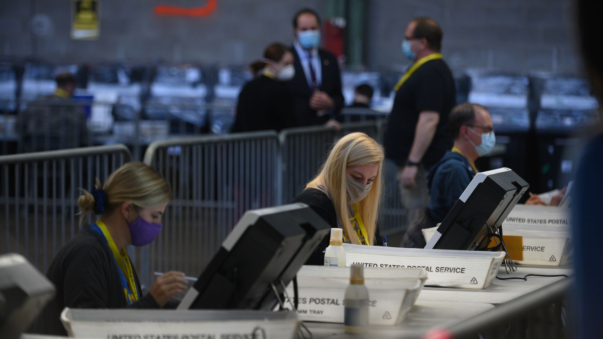 Election workers count votes in Allegheny County, Pennsylvania